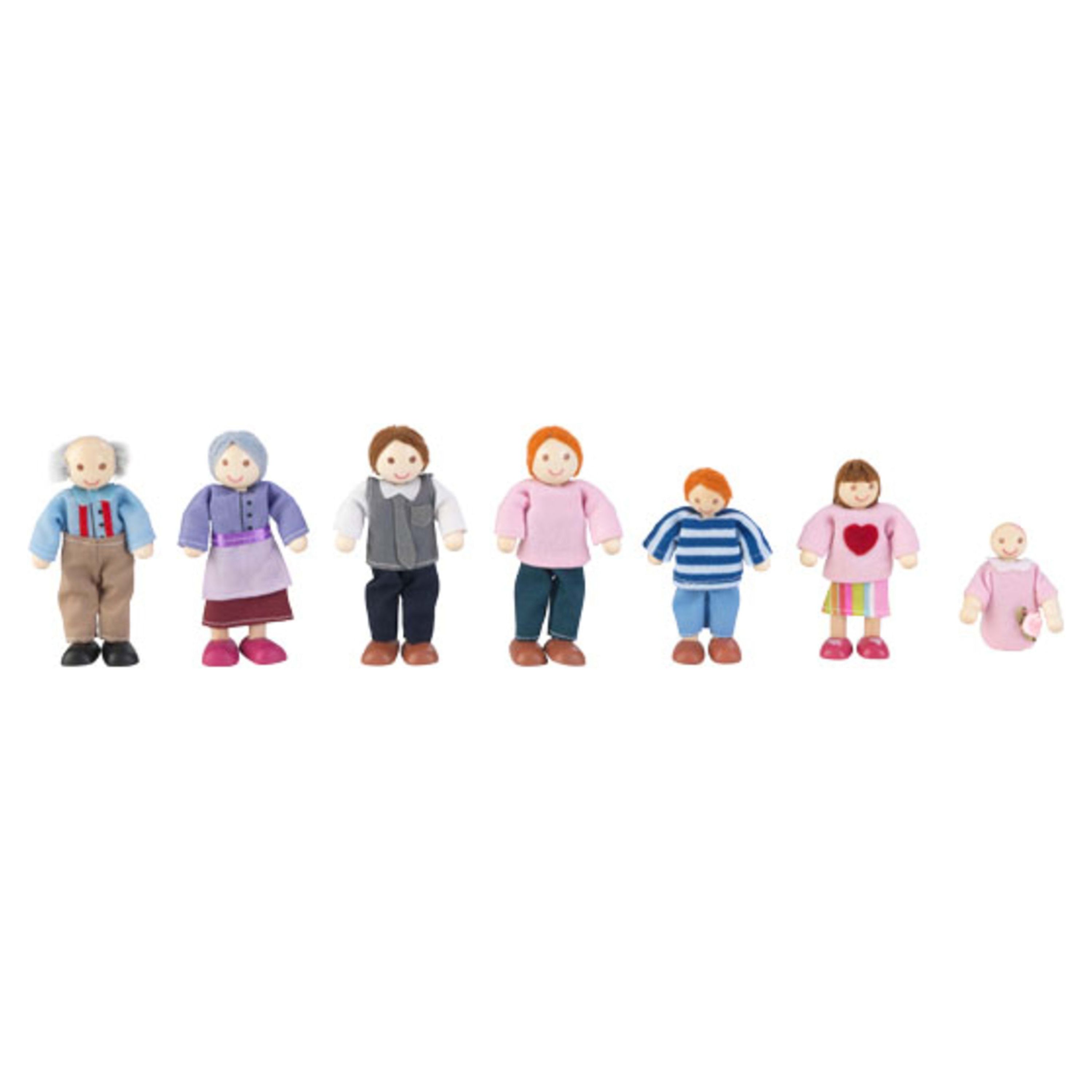 KidKraft 5" Wooden Poseable Doll Family of 7 - Caucasian KidKraft