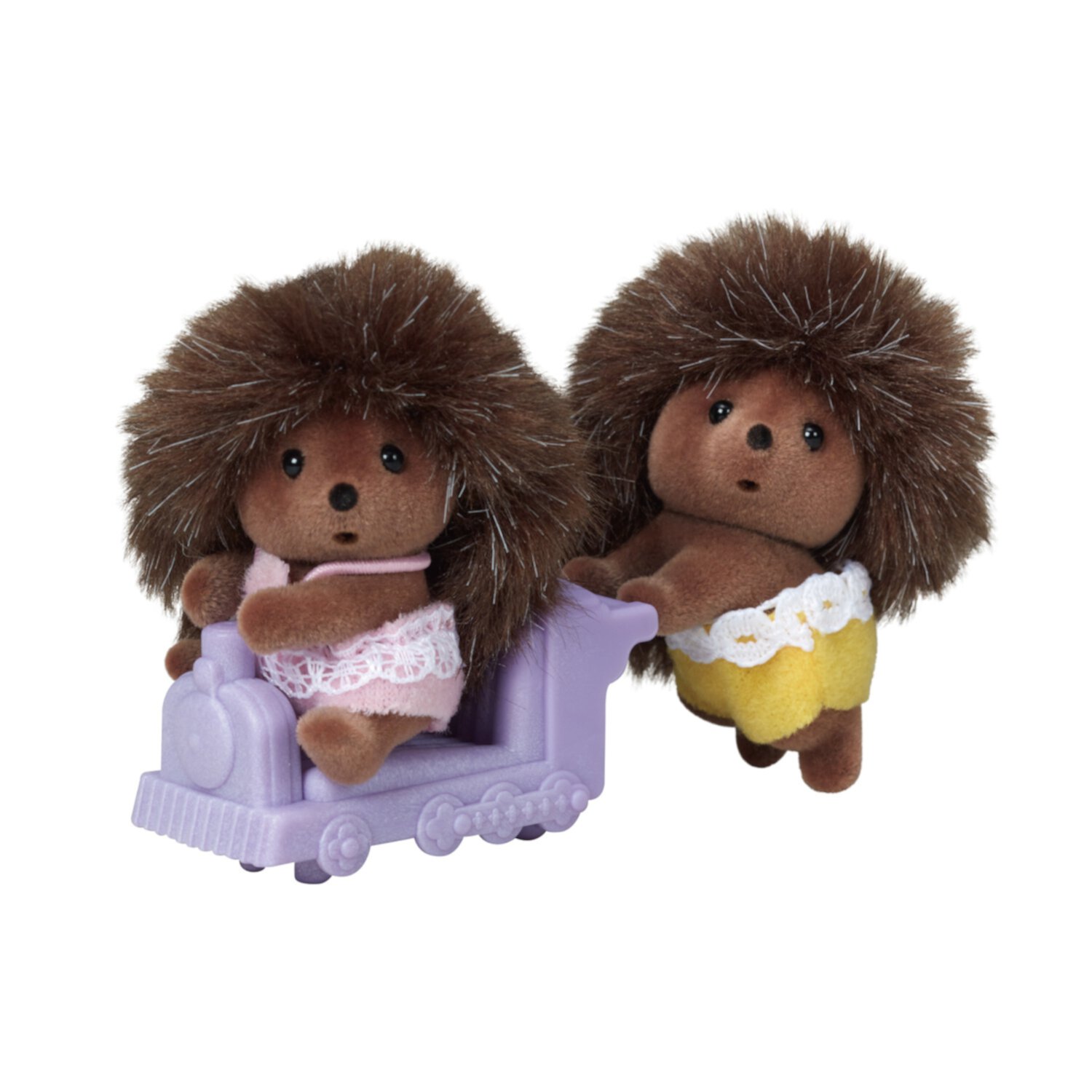 Calico Critters Hedgehog Twins, Set of 2 Collectible Doll Figures with Pushcart Accessory Calico Critters