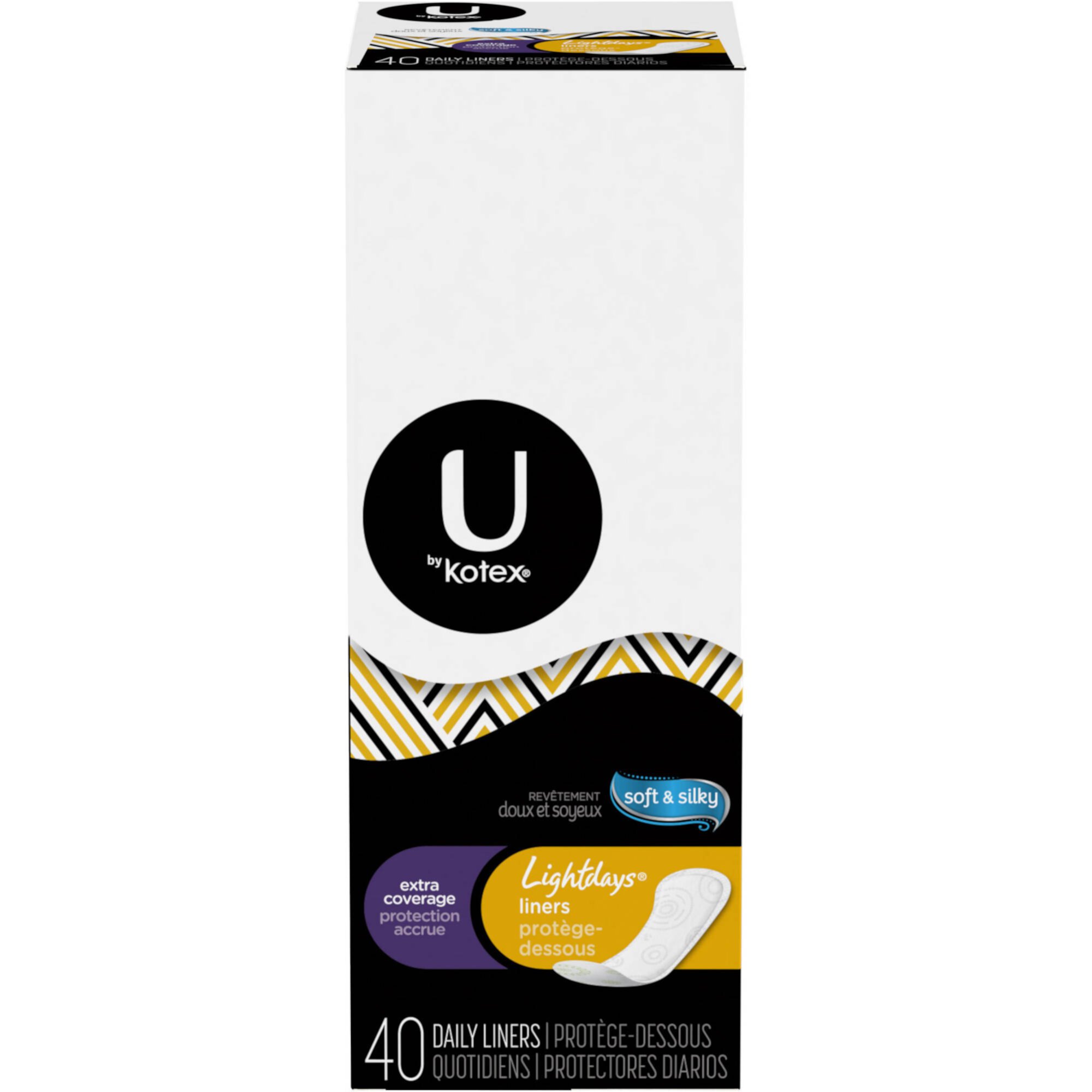 U by Kotex Lightdays Panty Liners, Extra Coverage, Unscented, 40 Ct Kotex