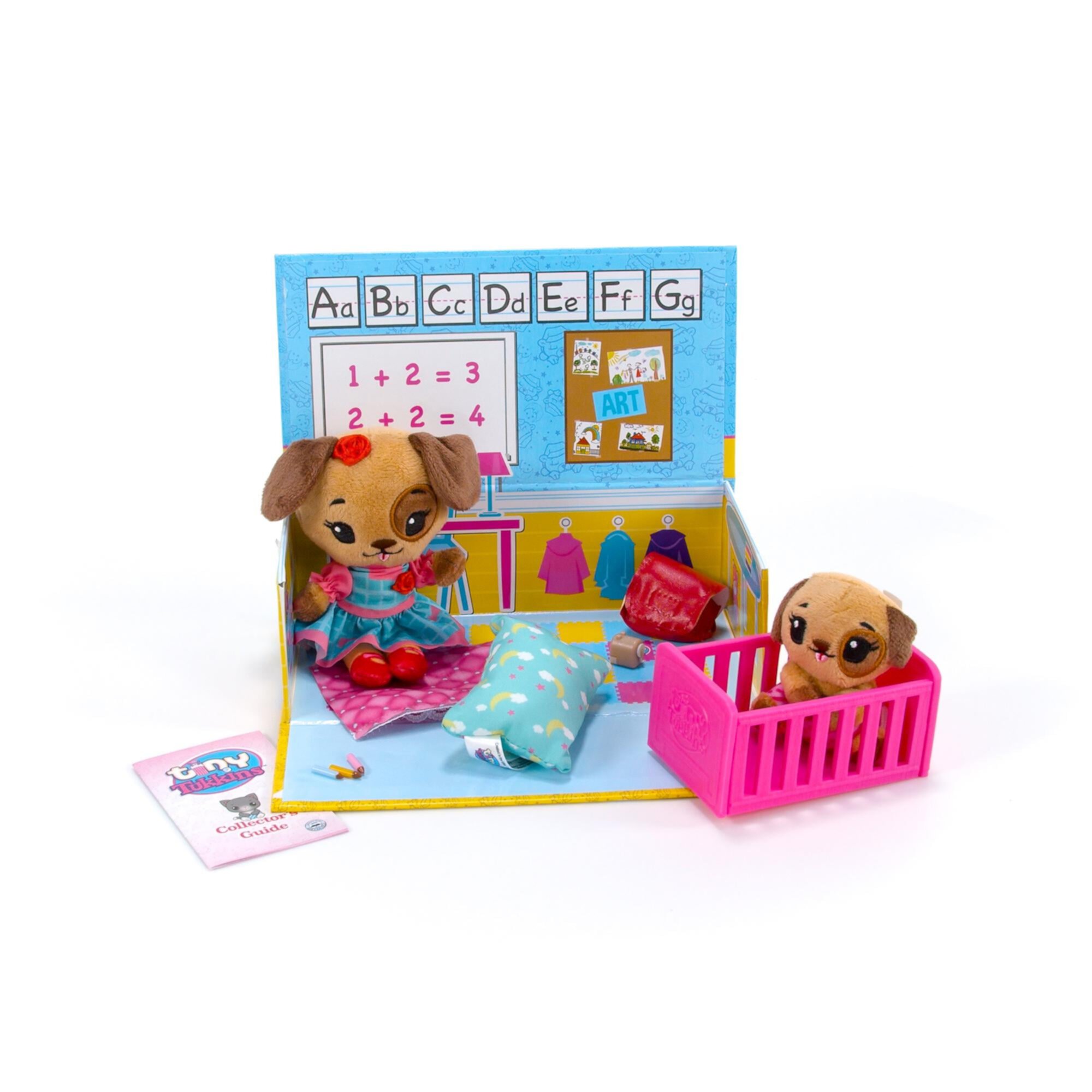 Tiny Tukkins Playset Assortment with Plush Stuffed Character, Dog with Patch Knick Knack Toy Shack