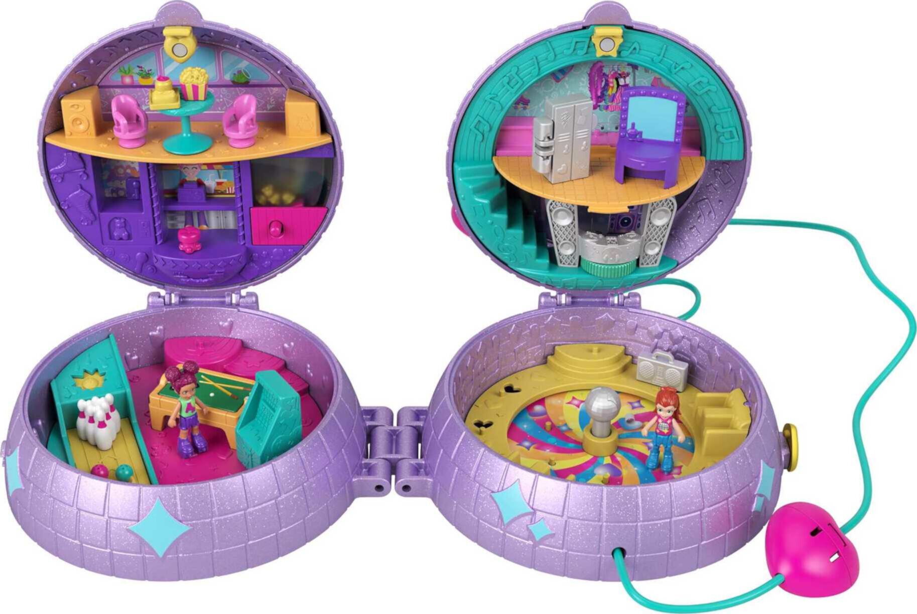 Polly Pocket Double Play Skating Compact, 2-in-1 Playset with 2 Micro Dolls & 16 Accessories Polly Pocket