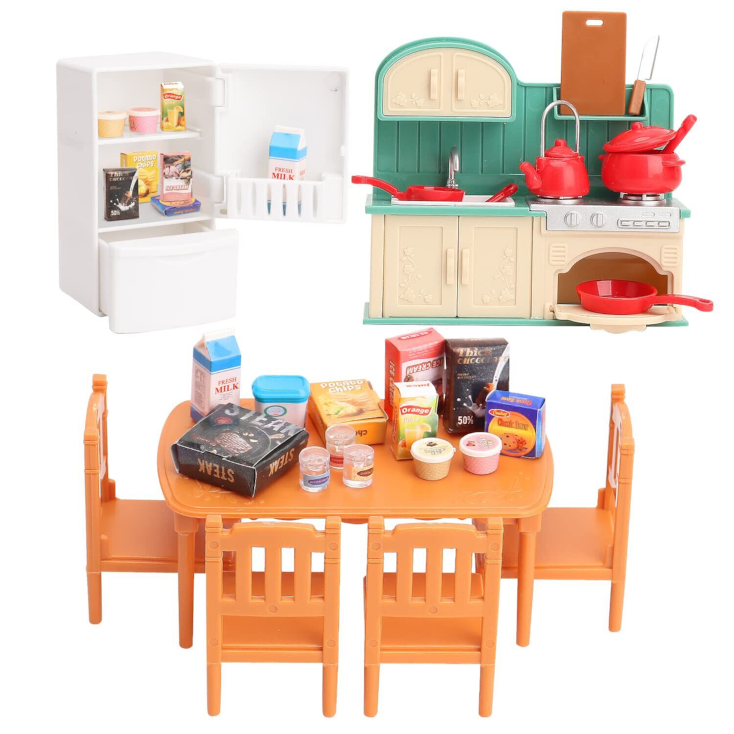 iTOYiFUN Dollhouse Furniture Set for Kids Toys Miniature Kitchen Accessories Baby Pretend Play Toy ITOYiFUN