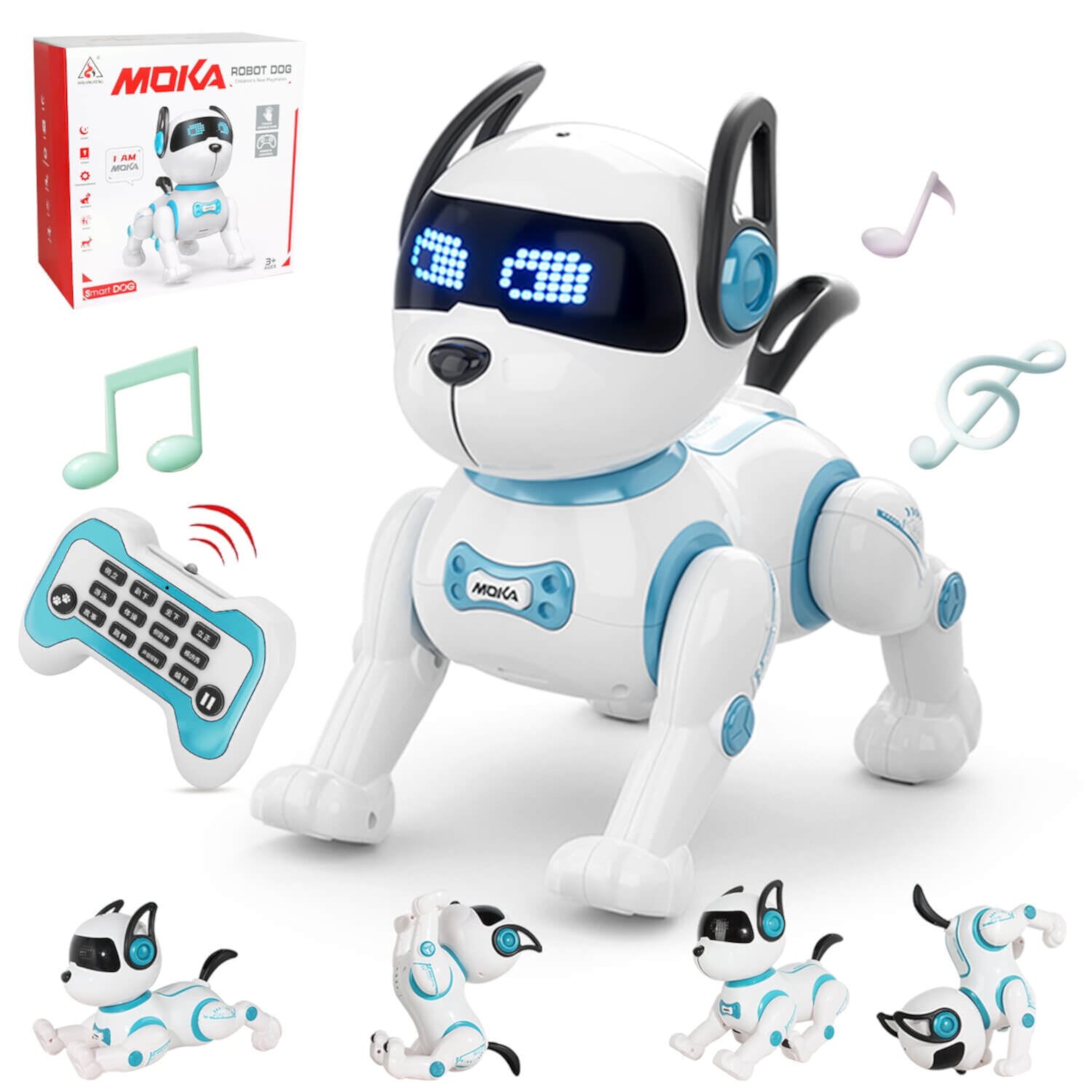 Jiakora Remote Control Robotic Dog - Electric Dog Pet Toy with Touch Function, Dancing, Singing, Rechargeable Smart Animal Toy with 2 Battery - Perfect Birthday Christmas Gift for Kids Ages 3+ Jiakora