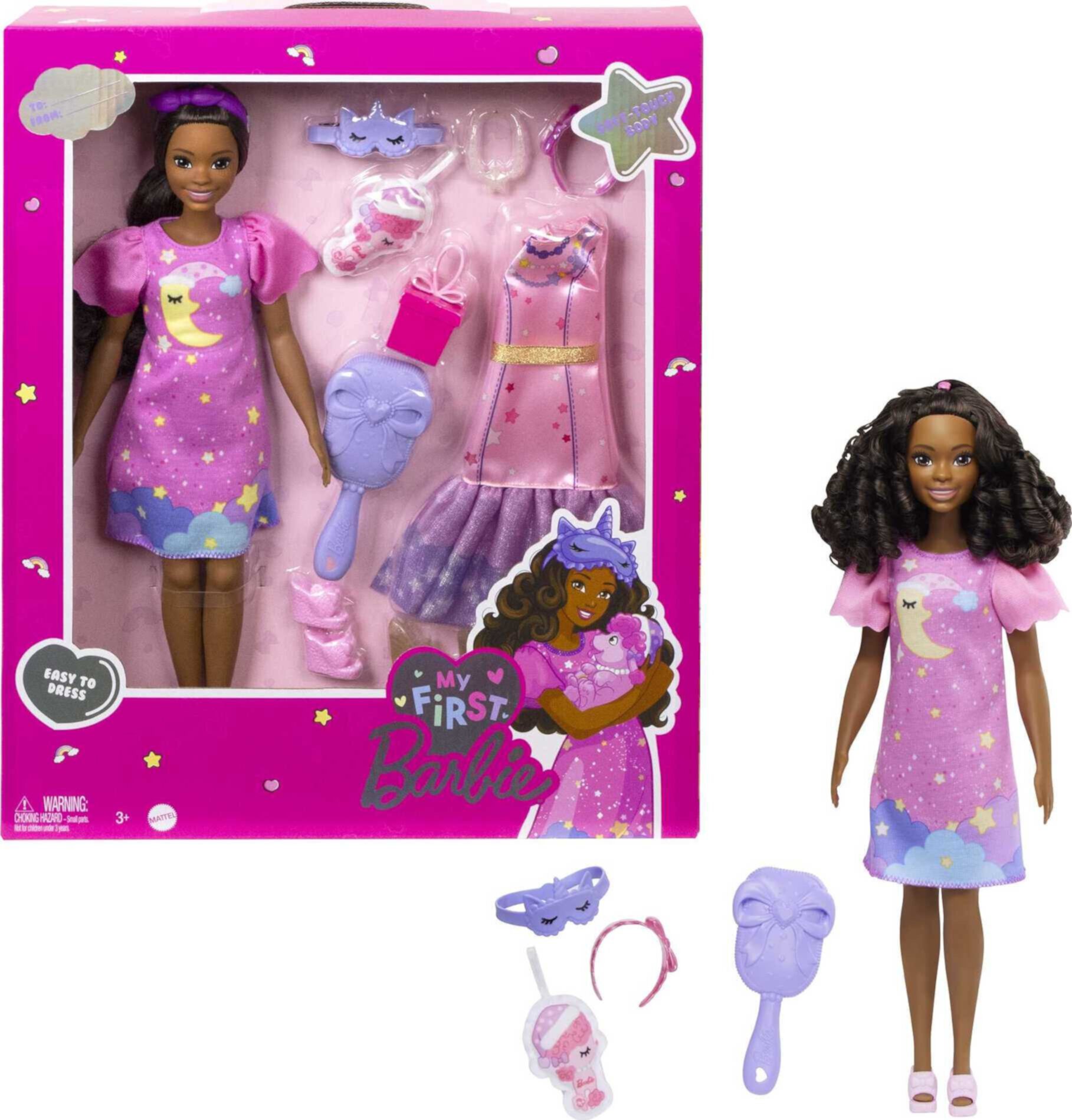 Barbie Doll for Preschoolers, My First Barbie Deluxe, Black Hair Barbie