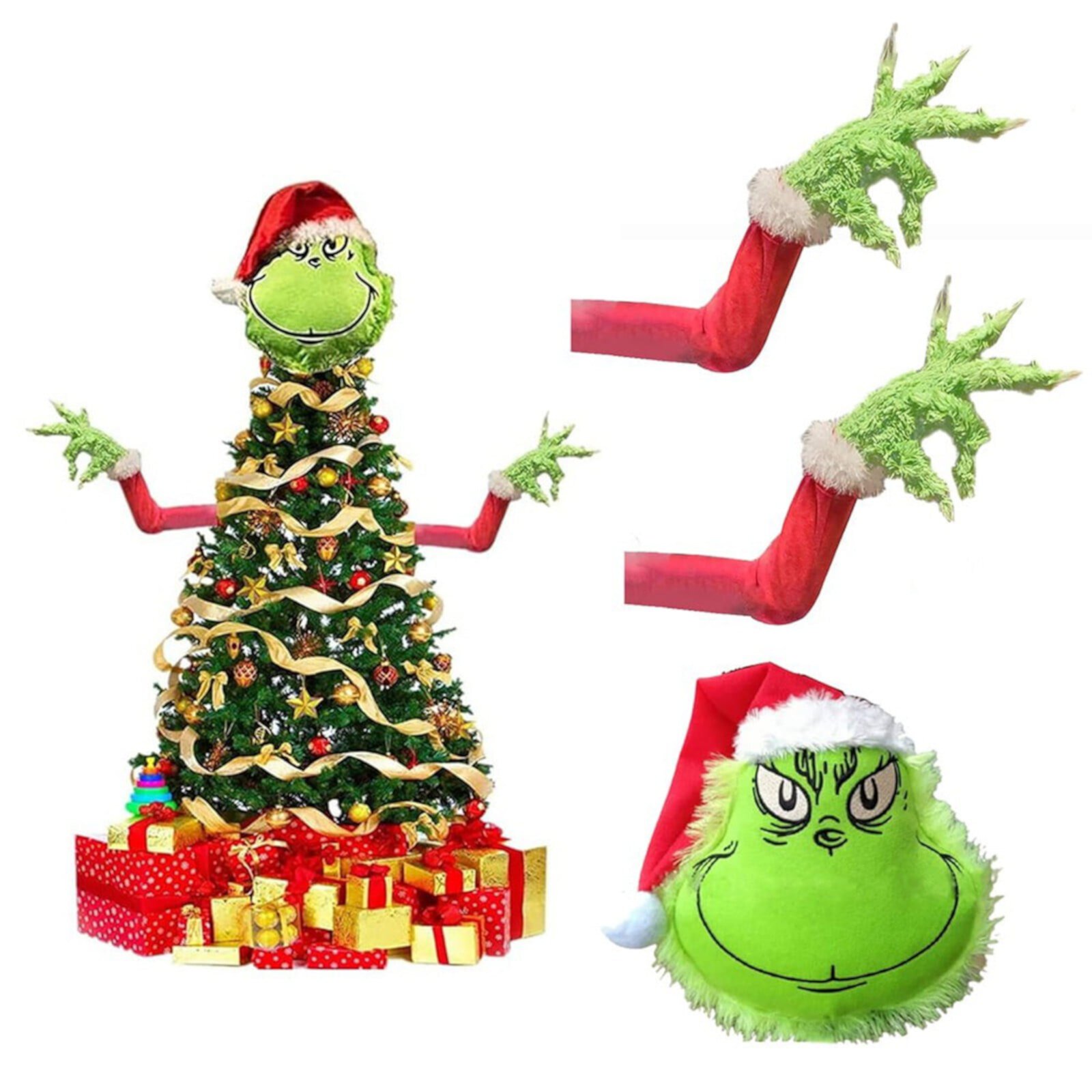 BUYHO Grinch Christmas Decorations,Christmas Tree 2pc Plush Doll Toy Gift Cartoon Children's Rag Doll Doll BUYHO