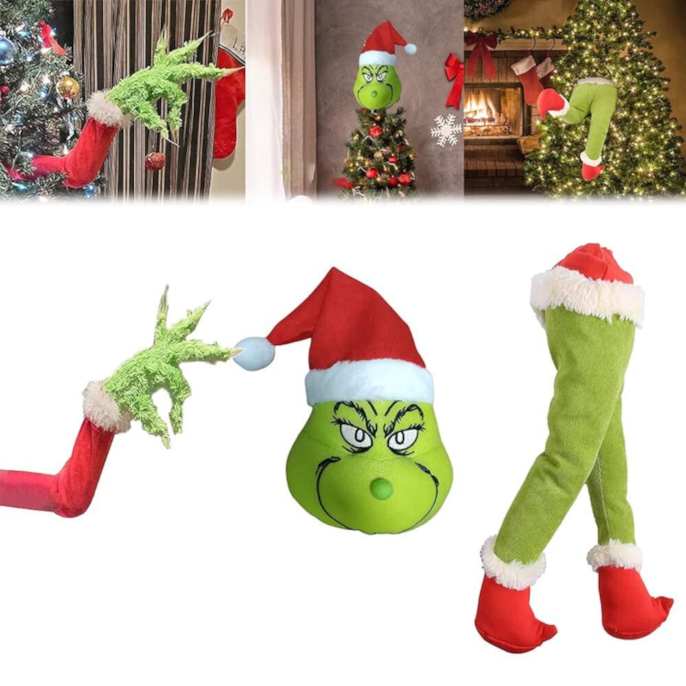 BUYHO Grinch Christmas Decorations,Grinch Decor Plush Doll Toy Gift Cartoon Style Children's Rag Doll Doll BUYHO