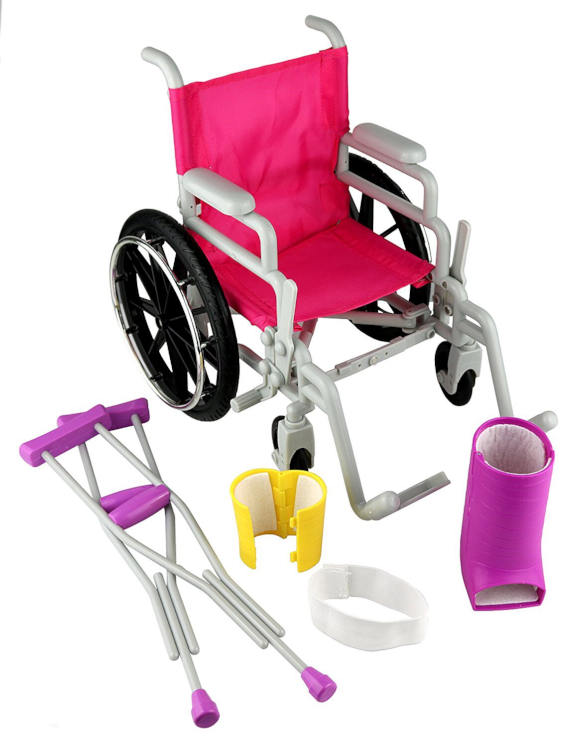 Click n' Play Doll Wheelchair and Crutches Set, Perfect For 18 inch American Girl Dolls Click N' Play