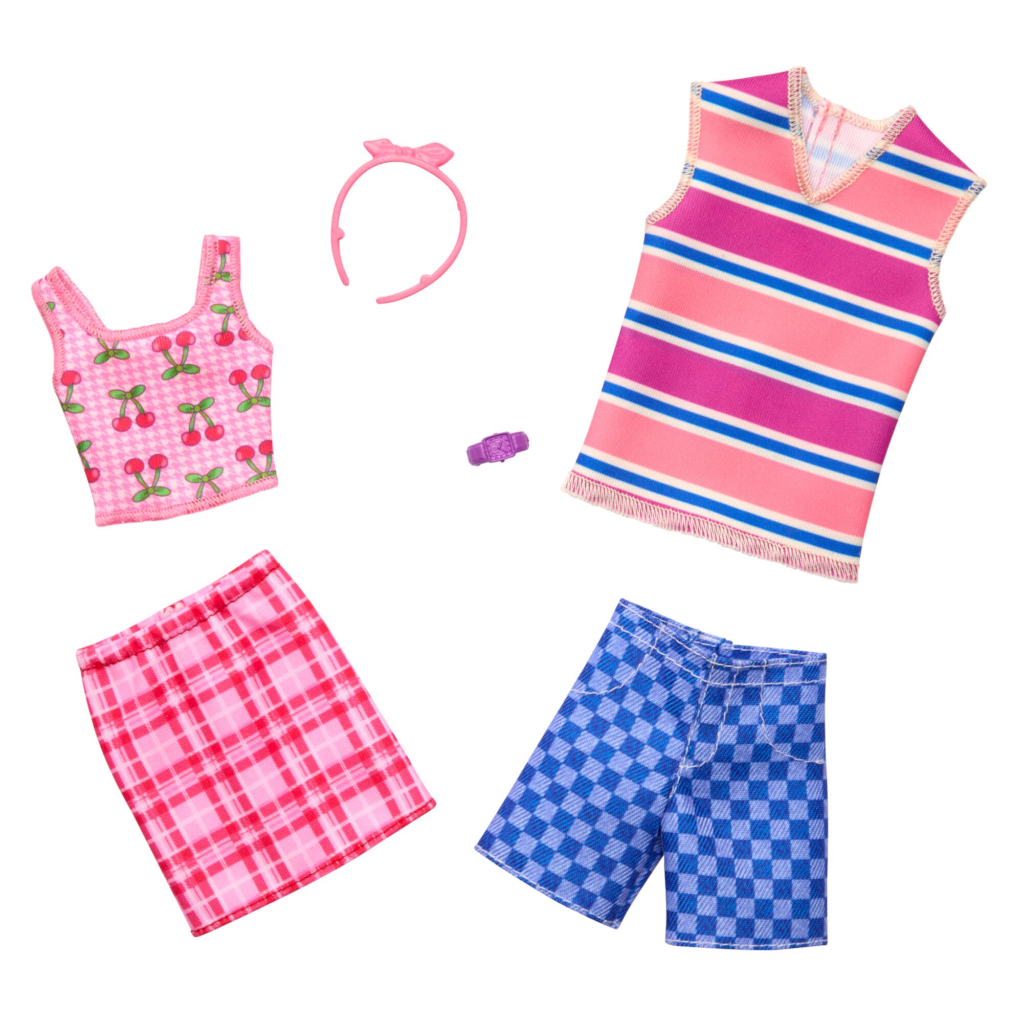 Barbie Clothes, Fashion & Accessory Pack with Cherry-Inspired Outfits for Barbie & Ken Dolls Barbie