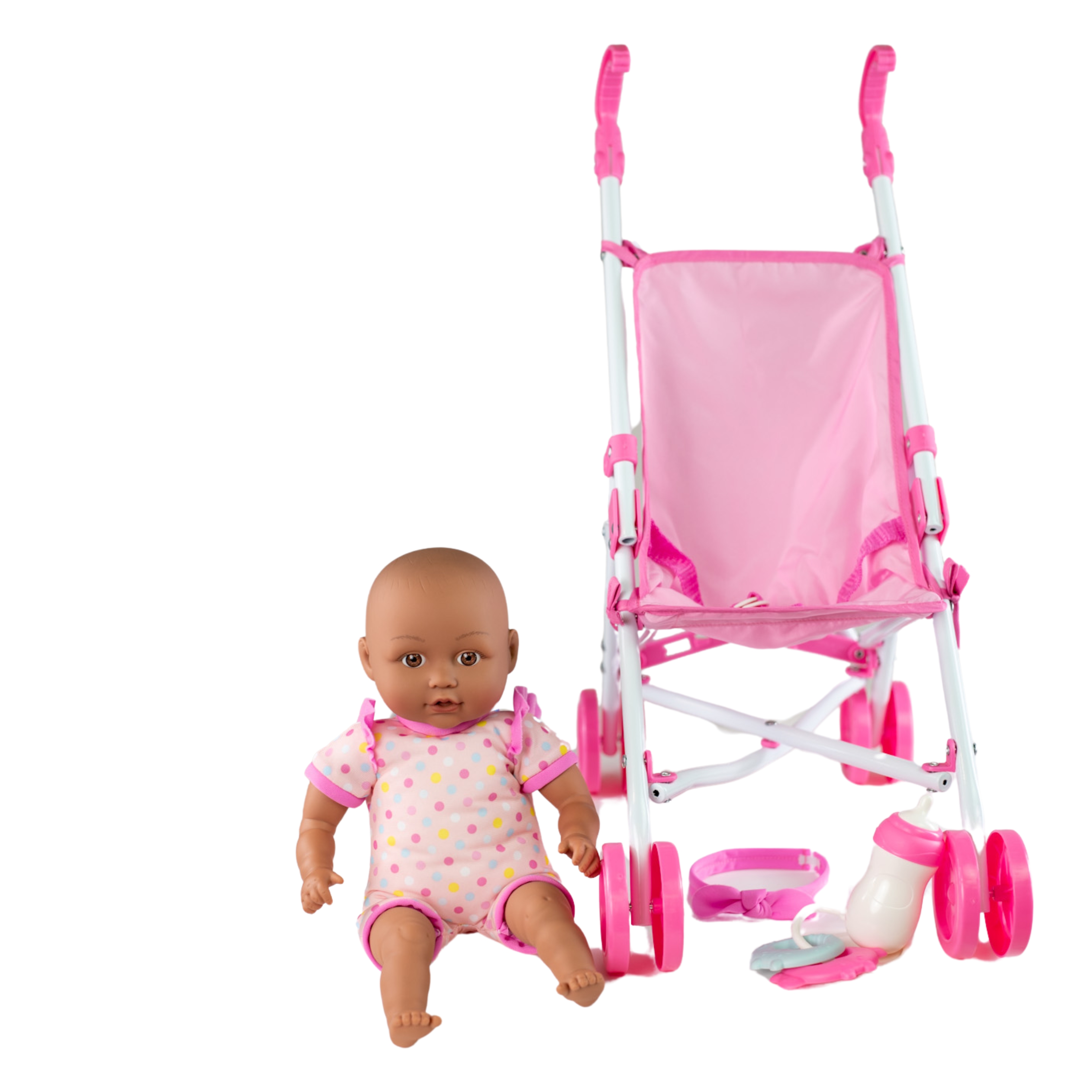 My Sweet Love Baby-on-the-Go Doll and Stroller Set with Accessories, Dark Skintone, 5 Piece Set My Sweet Love