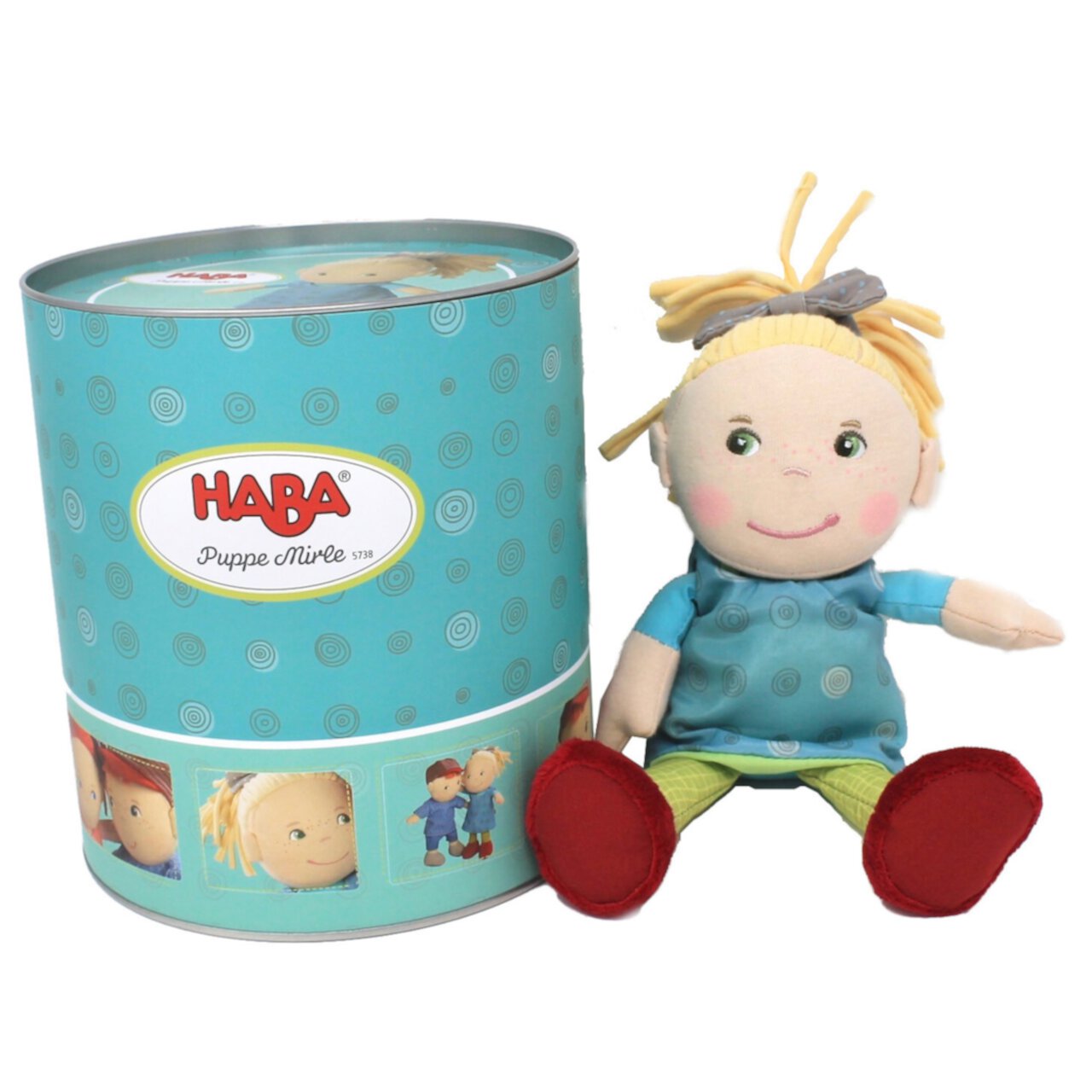 HABA Soft Doll Mirle 8" - First Baby Doll with Blonde Pony Tail for Ages 6 Months + Haba