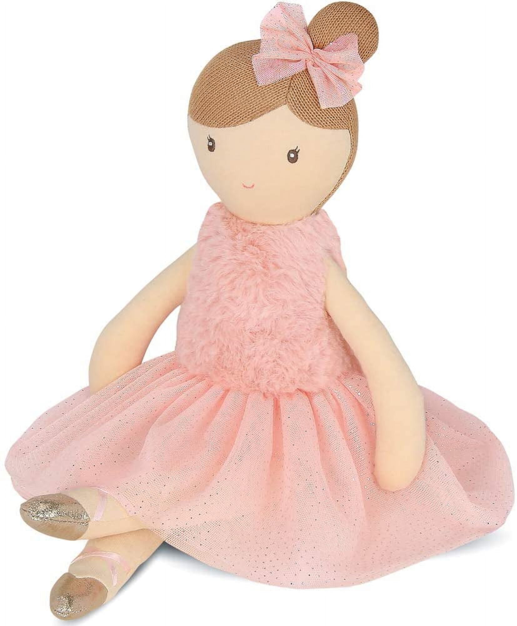 Bearington Lil' Ballerina Brunette Ballerina 16.5 Inch Ballerina Doll - Plush Baby Doll - Ballerina Stuffed Animals Ballerina Toys Bearington Collection