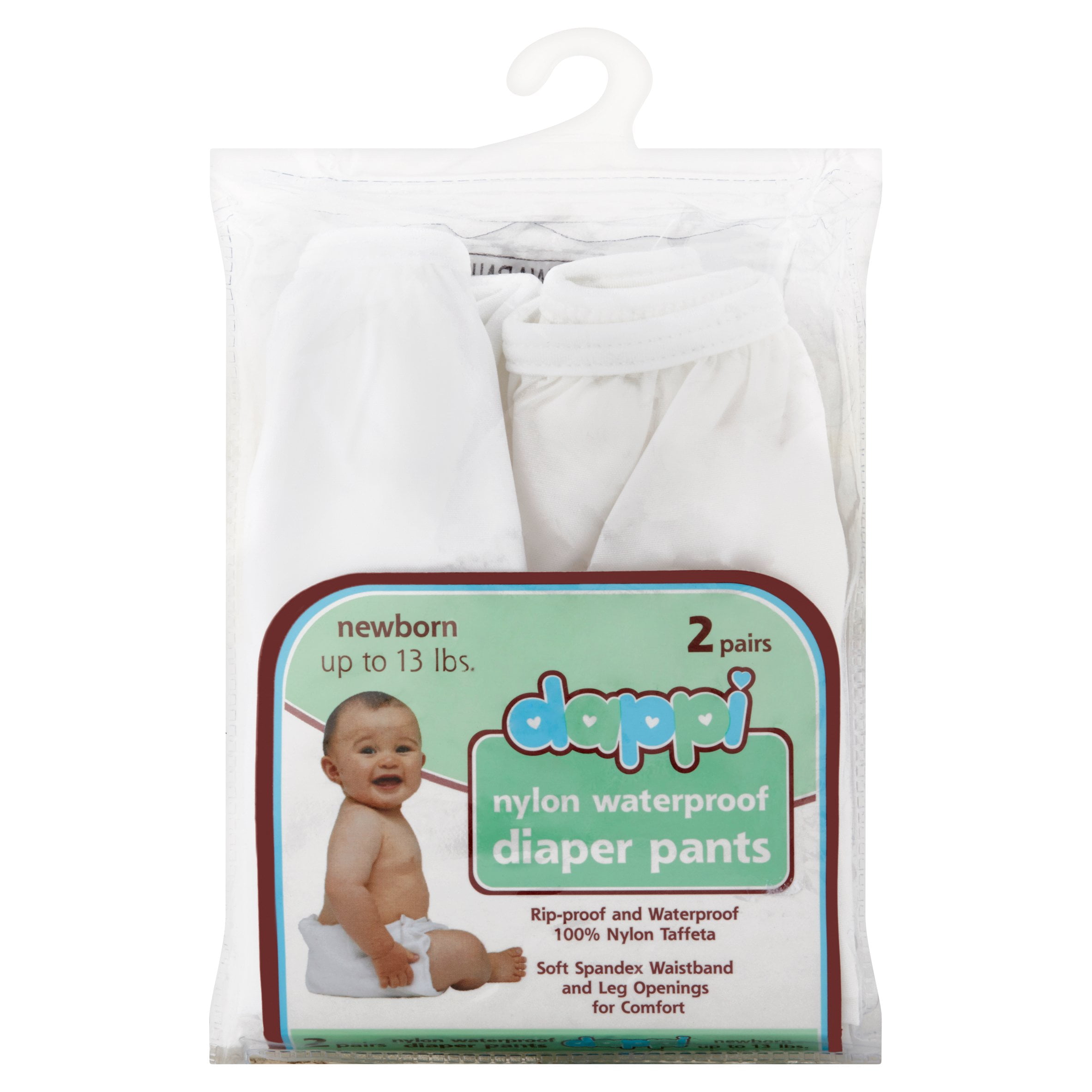 Dappi Waterproof 100% Nylon Diaper Pants, White, X-Large (2 Count) Dappi