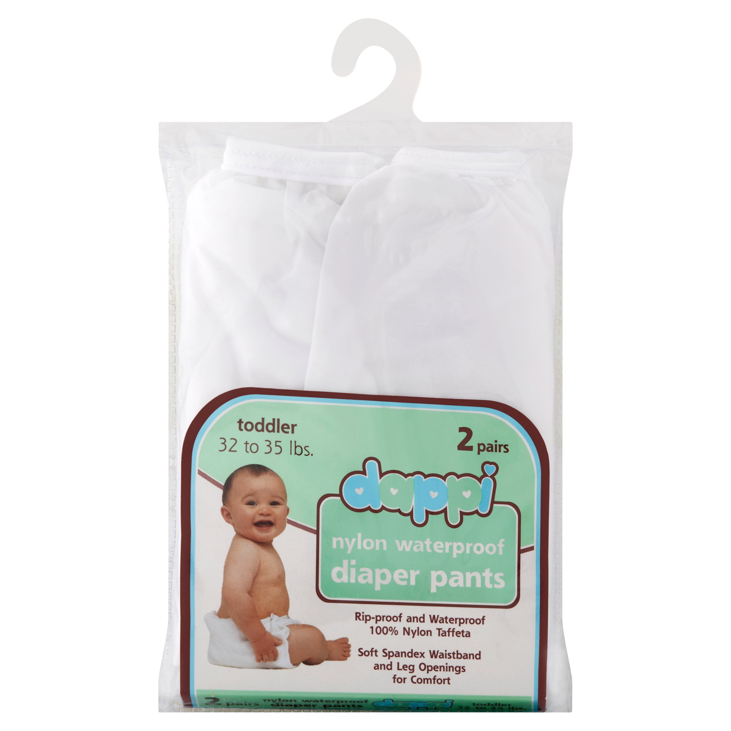 Dappi Waterproof 100% Nylon Diaper Pants, White, Small (2 Count) Small (2 Count) Dappi