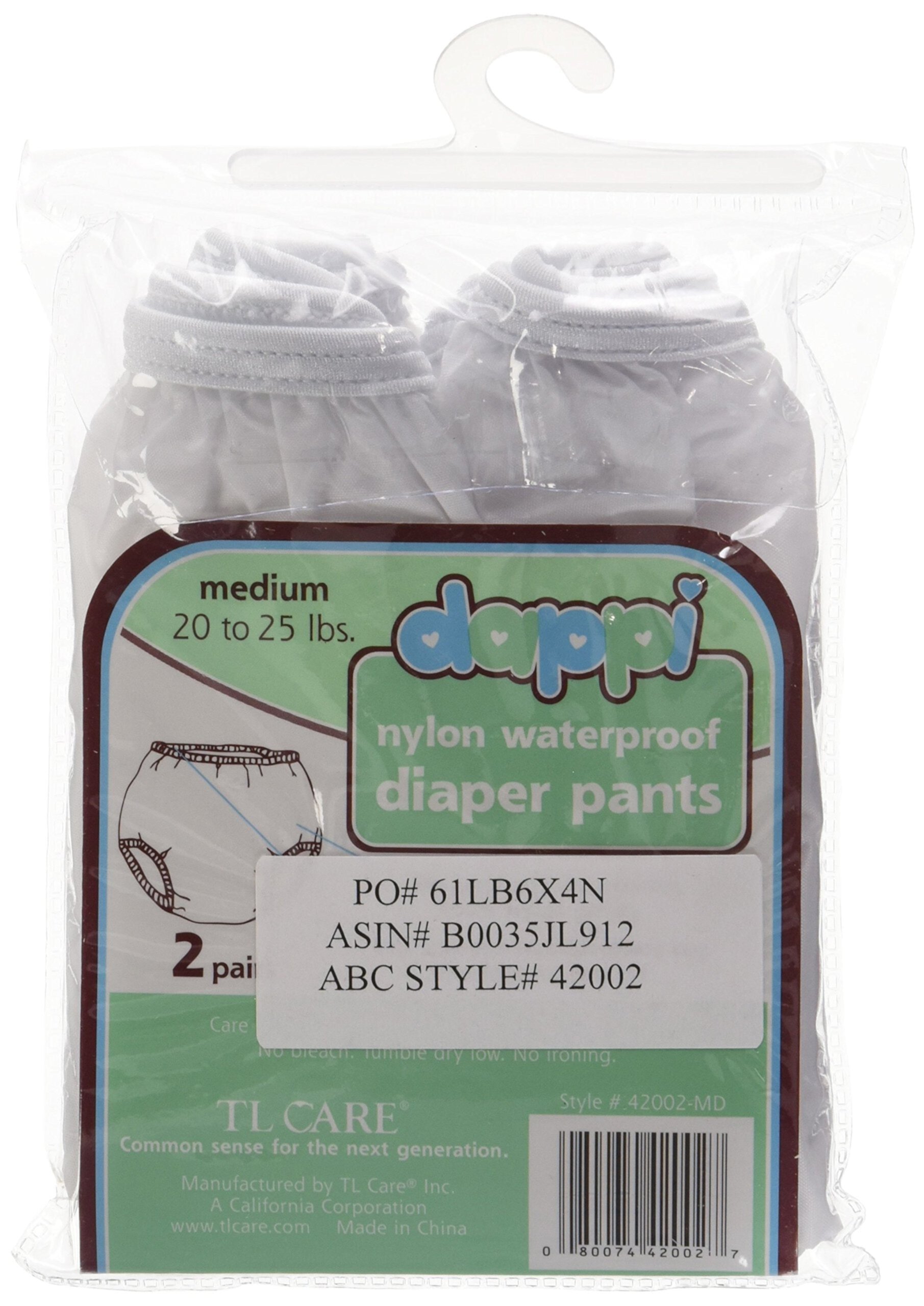 Dappi Waterproof 100% Nylon Diaper Pants, 2 Pack, White, Medium Coming soon