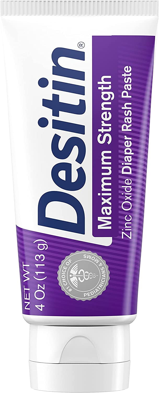 Desitin Maximum Strength Baby Diaper Rash Cream with 40% Zinc Oxide for Treatment, Relief & Prevention, Hypoallergenic,, Phthalate- & Paraben-Free Paste, 4 oz Desitin