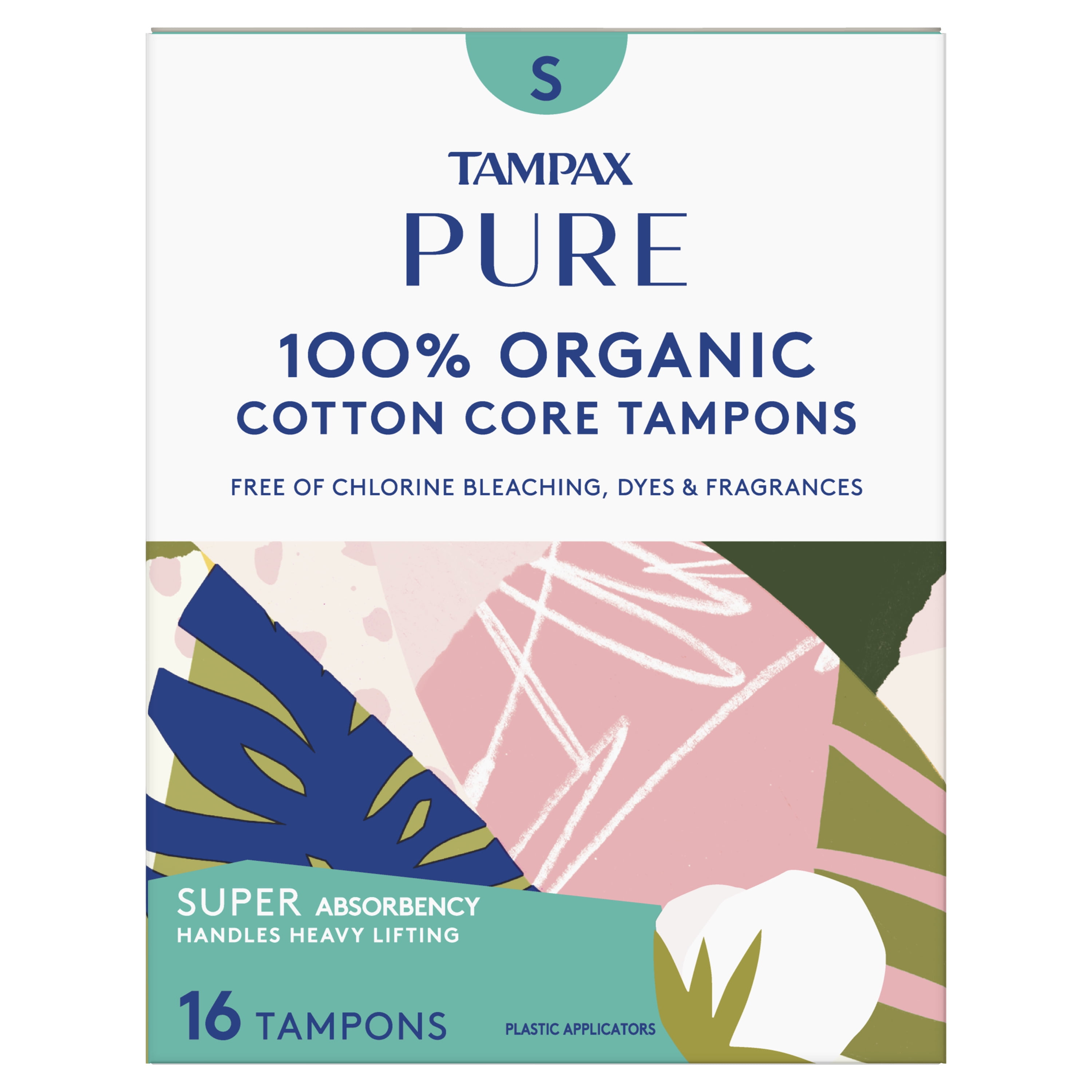 Tampax Pure Organic Super Absorbency Tampons, Unscented, 16 Ct Tampax