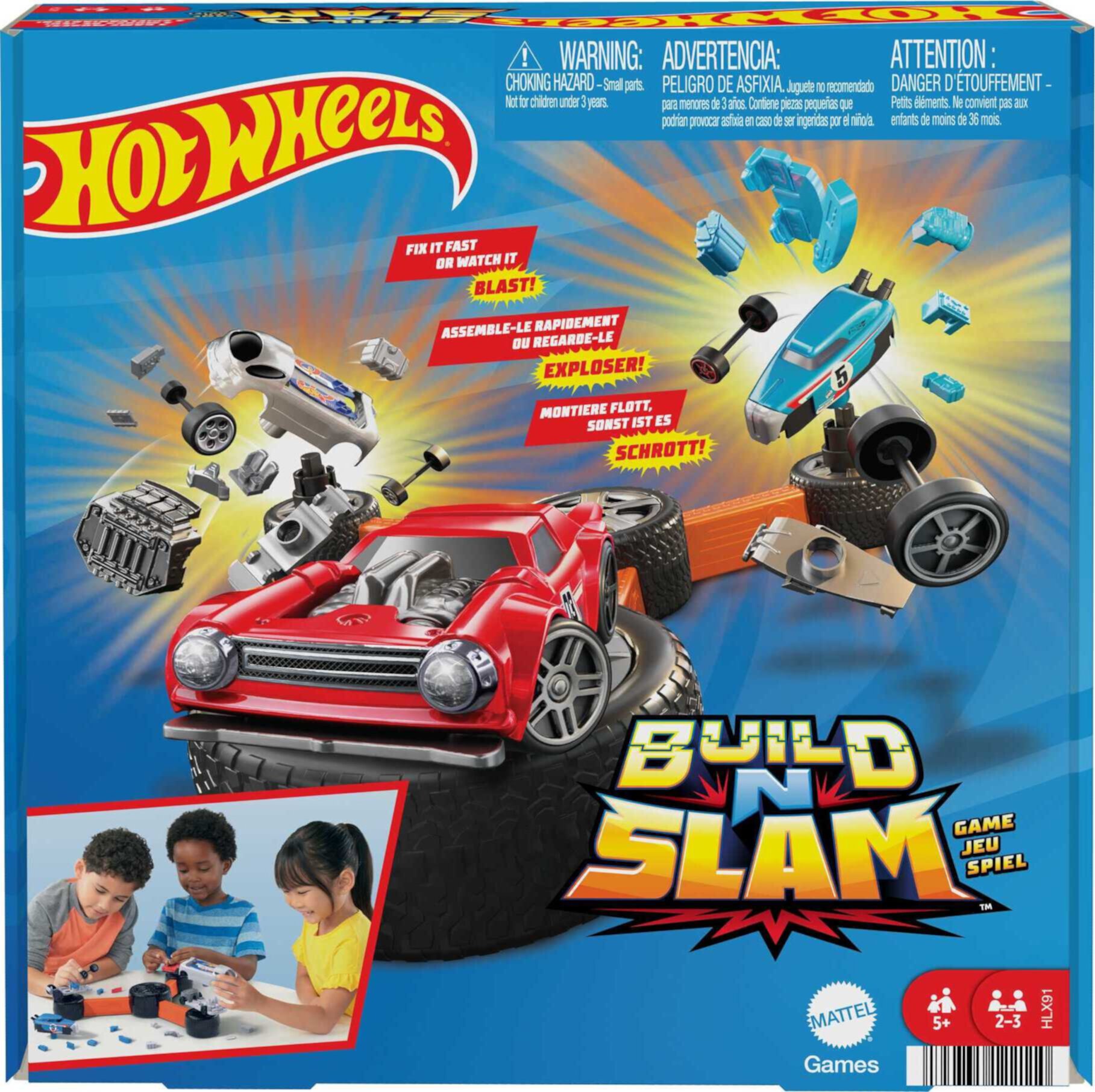 Hot Wheels Build ‘n Slam Kids Games, Car Game, Family Game Night Mattel