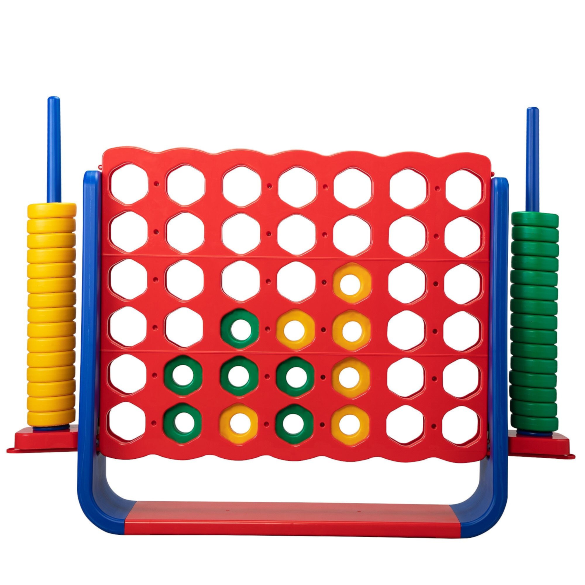 Jumbo 4-to-Score Game Set;  Giant Connect 4 with 42 Rings;  Indoor Outdoor Game Set for Kids and Adults Yipper! Toys