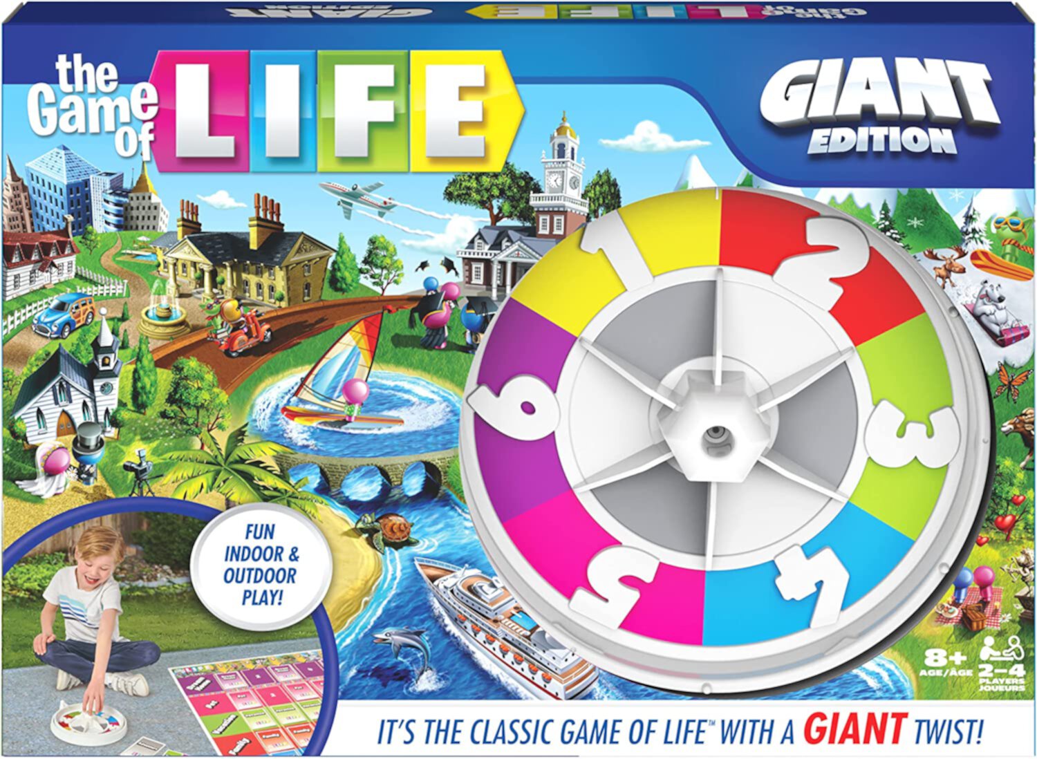 The Game of Life, Giant Edition Family Board Game Indoor/Outdoor Fun Game with Big Oversized Gameboard Cards Spinner, for Adults and Kids Ages 8 and Up Spin Master Games