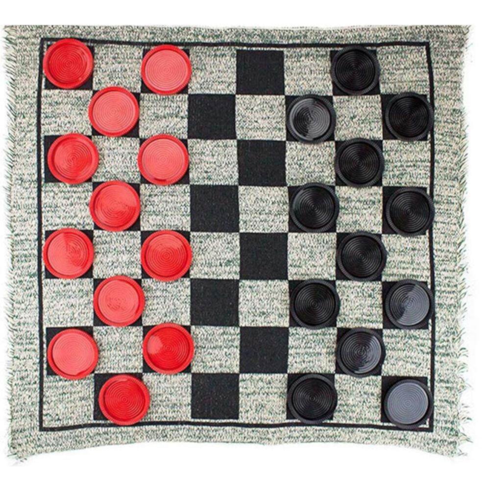 3 in 1 Giant Checkers Set Tic Tac Toe Game Board for Adults and Kids with 24 Checker Pieces Indoor and Outdoor Games for Family and Party Tssuoun