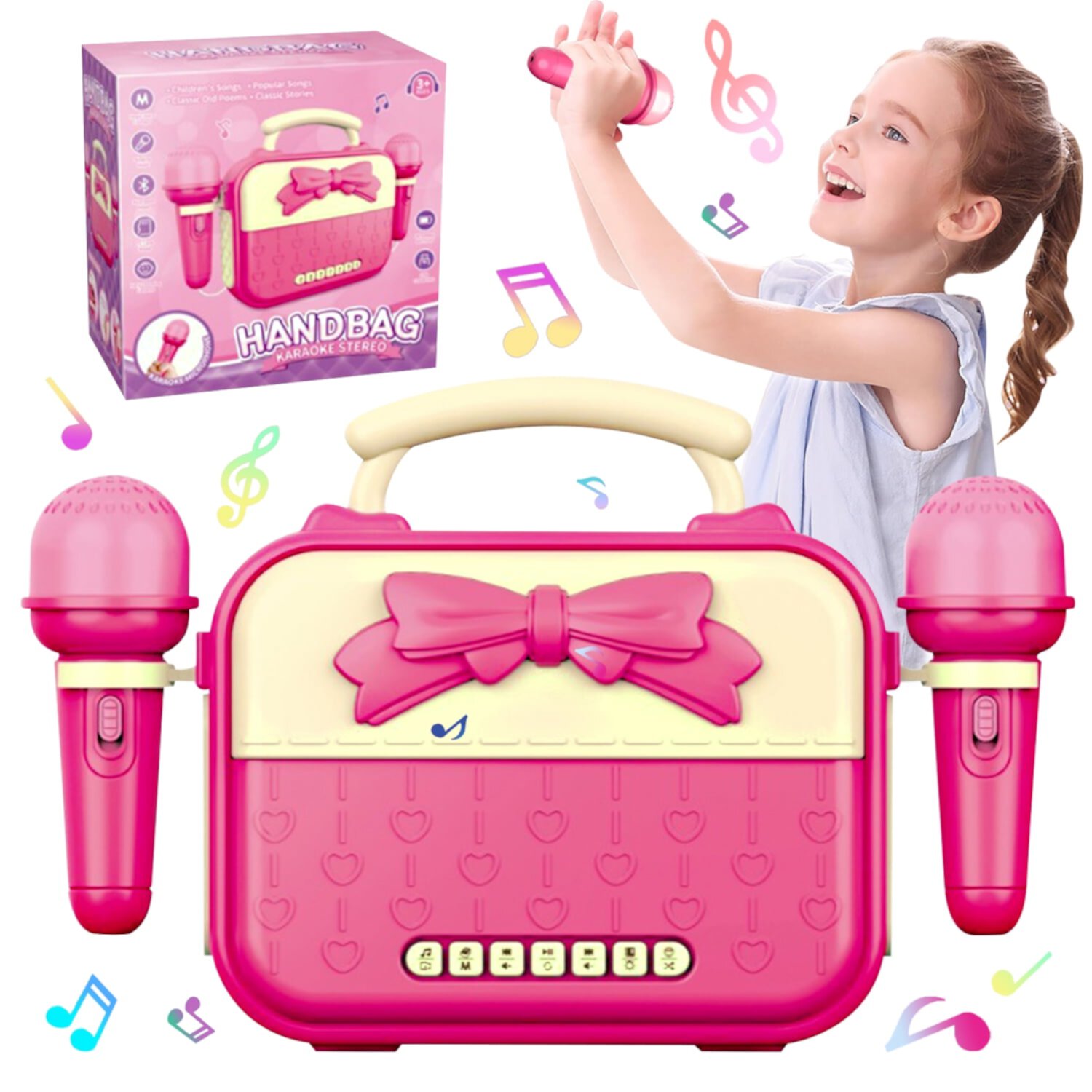 Style-Carry Kids Microphone Toys for Girls Ages 3 4 5 6 7, Karaoke Musical Instrument Toy for 3-8 Years Old, Pretend Play Microphone Christmas Birthday Gifts Style-Carry