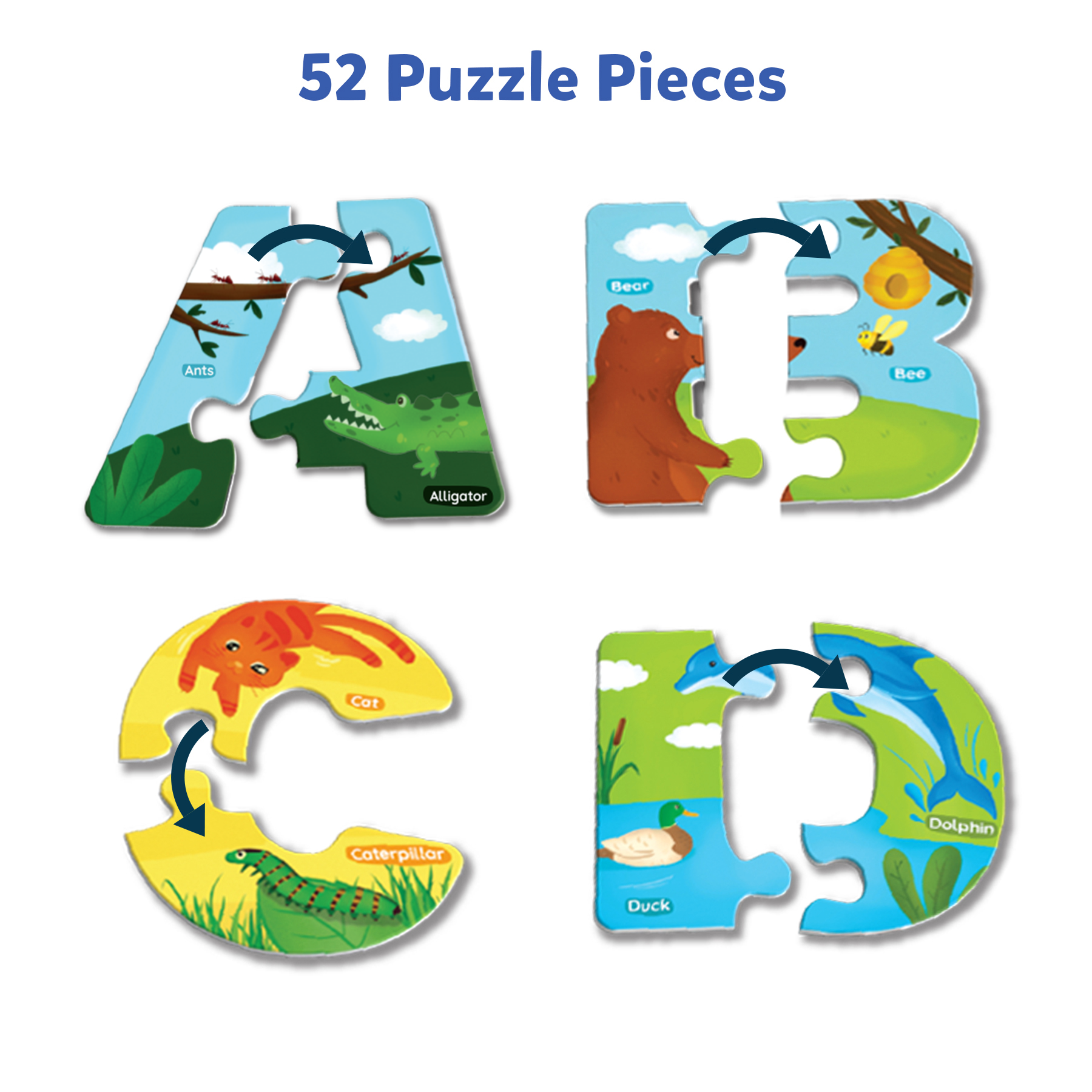 Skillmatics Animal Alphabet Puzzle: Educational Toy for Learning ABCs and Letters, Ideal Gift for Toddlers and Preschoolers Ages 3-6 Skillmatics