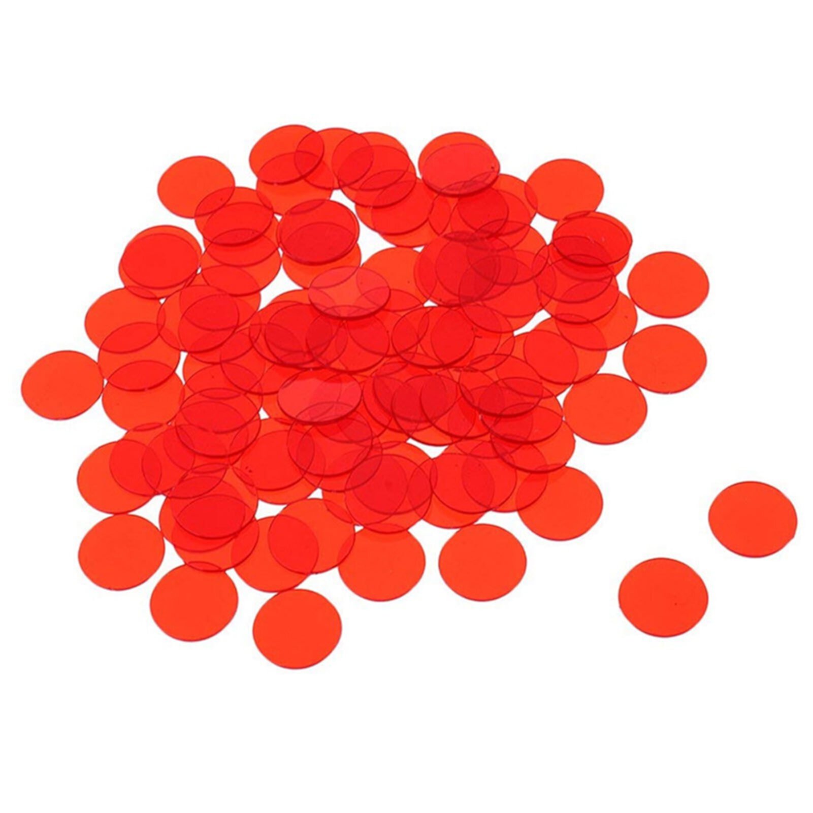 Anvazise 100Pcs 19mm Chips de Bingo Transparente Conteo de Colores Contadores de Juegos de Matemáticas Marcadores Rojo 100Pcs Anvazise