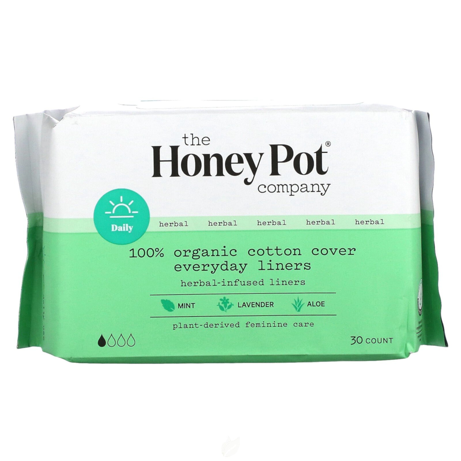 (2 Pack) The Honey Pot Company, Organic Everyday Herbal-Infused Pantiliners, 30 Count The Honey Pot Company