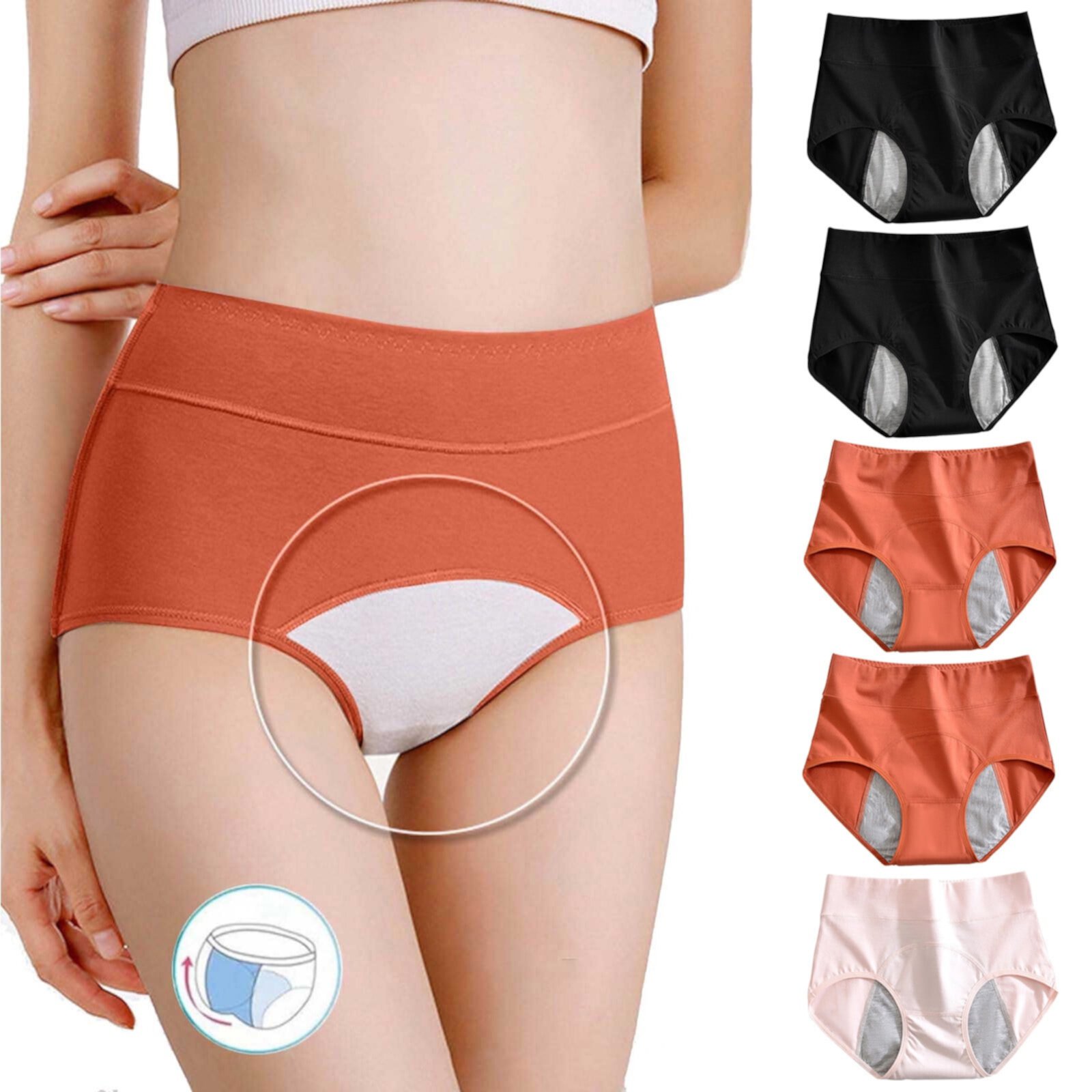 Женское Менструальное нижнее белье Rciityk High Waisted Period Underwear Rciityk