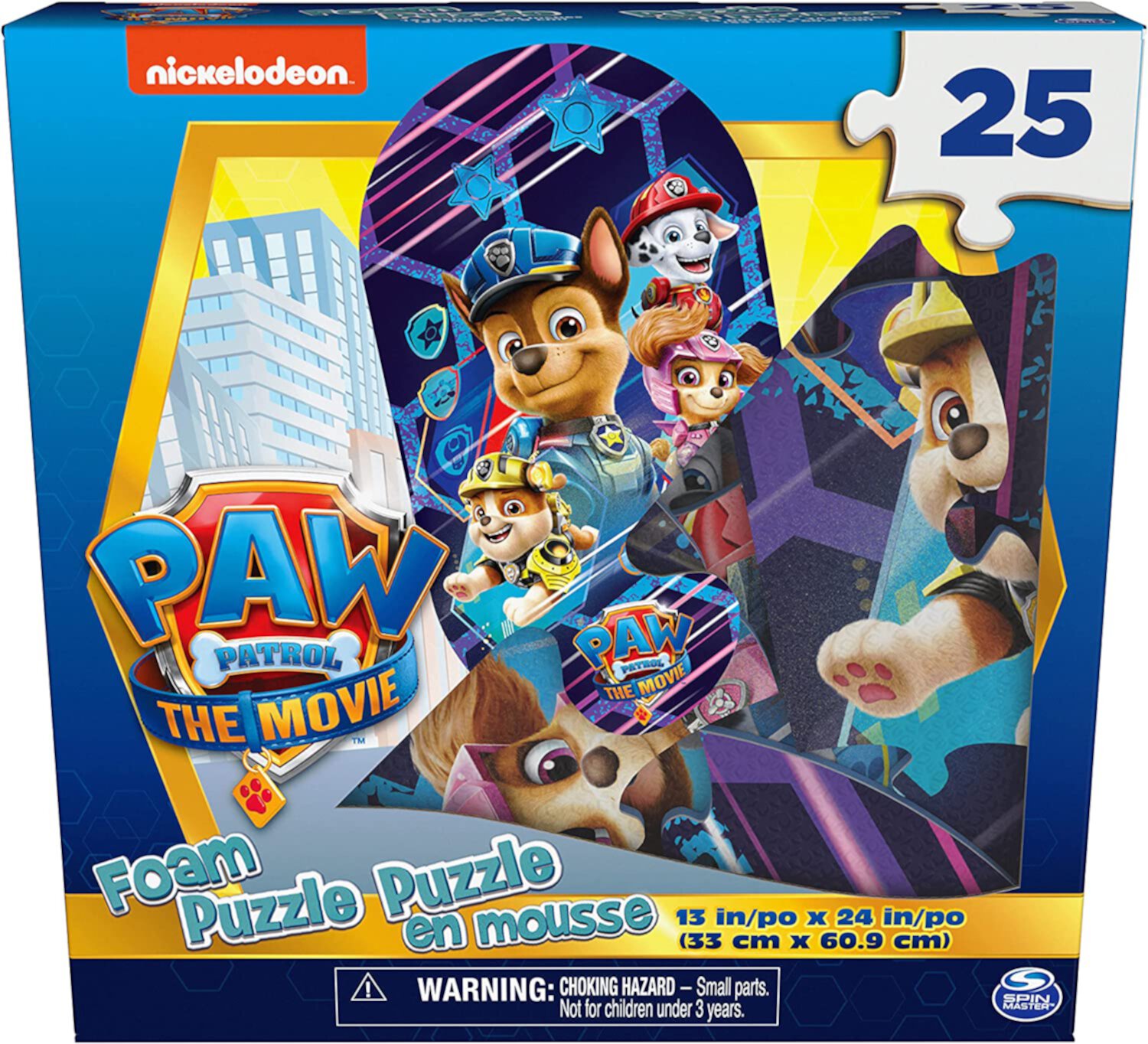 PAW Patrol: The Movie, 25-Piece Jigsaw Oval Foam Squishy Puzzle Chase Skye Marshall Rubble, for Kids Ages 4 and up Spin Master Games