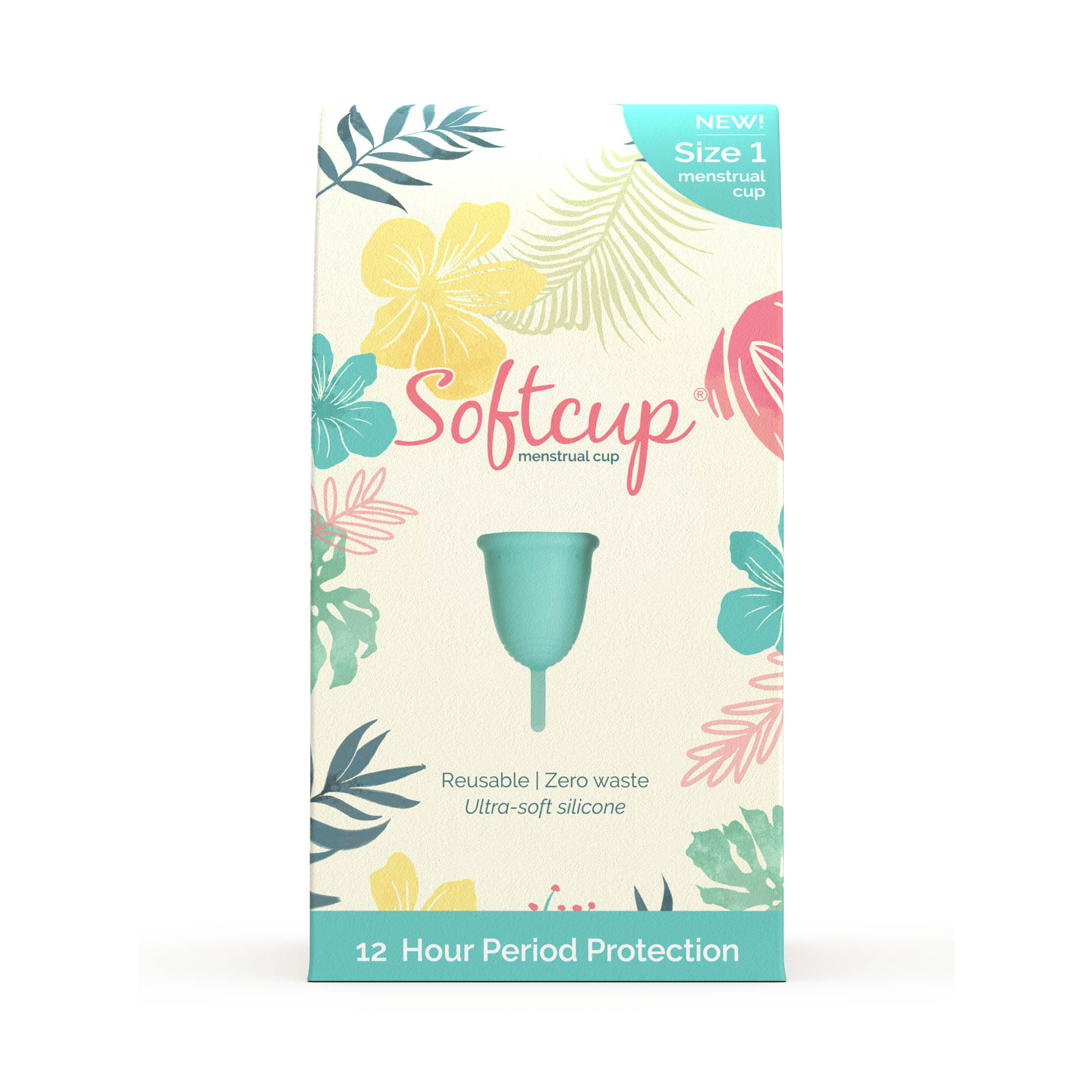 Softcup Menstrual Cup - Reusable Period Cup - Leak-Free, 12-Hour Wear - Size 1 Softcup