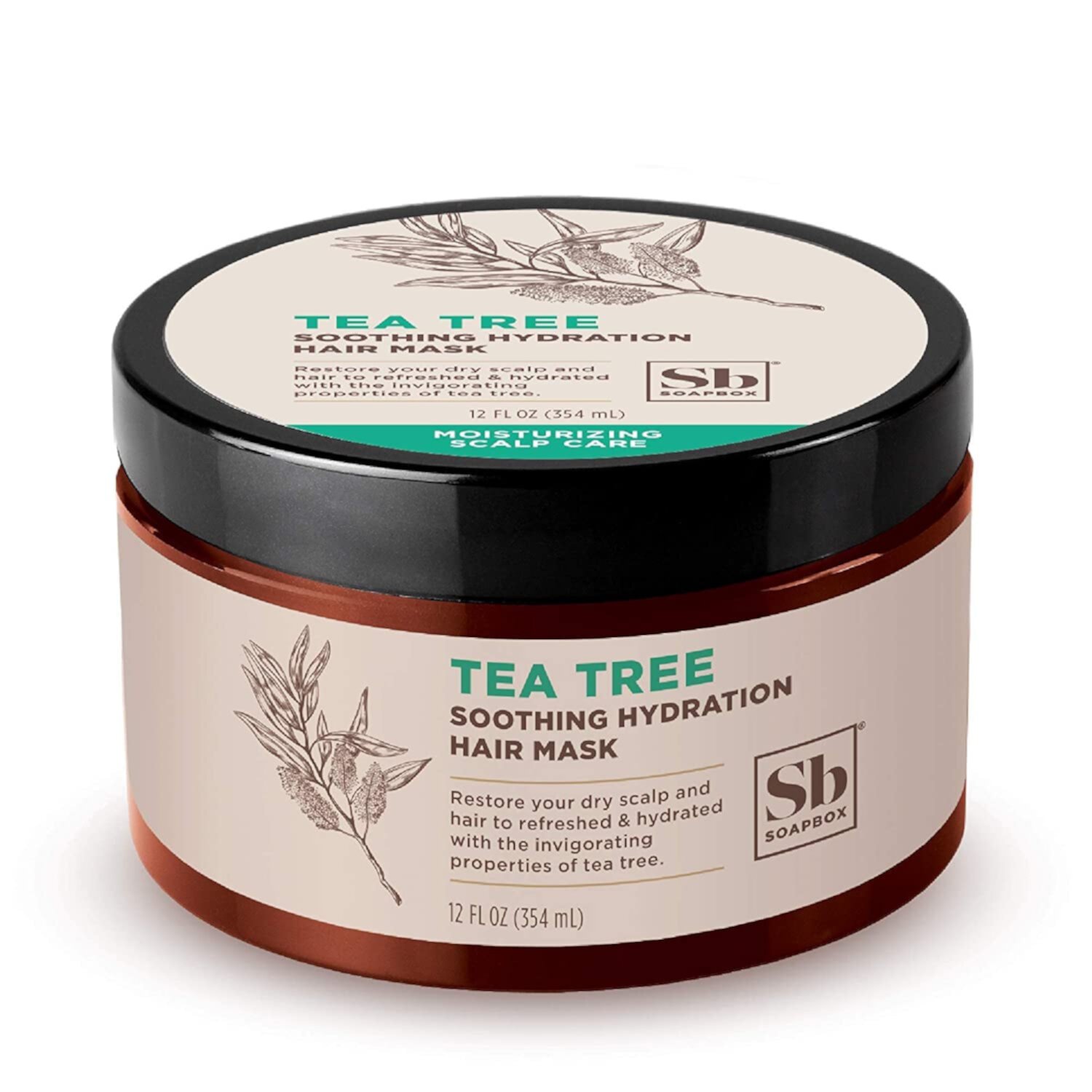 Soapbox Tea Tree Hair Mask, Soothing Hydration Deep Conditioner for Dry Damaged Hair, 12 Ounce Soapbox