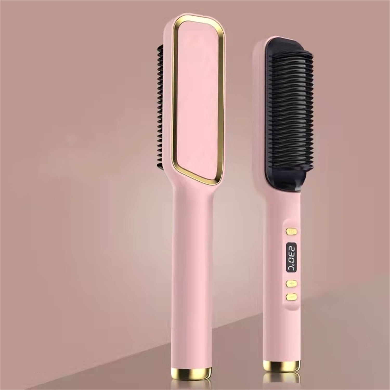 2 in 1 Comb, Jademall Straightene & Curler & Comb, Negative Ion Hair Straightening Comb with LED Screen, Portable Electric Straightening Comb Anti-Scald Hair Brush 10s Fast Heating (Gray) JADEMALL