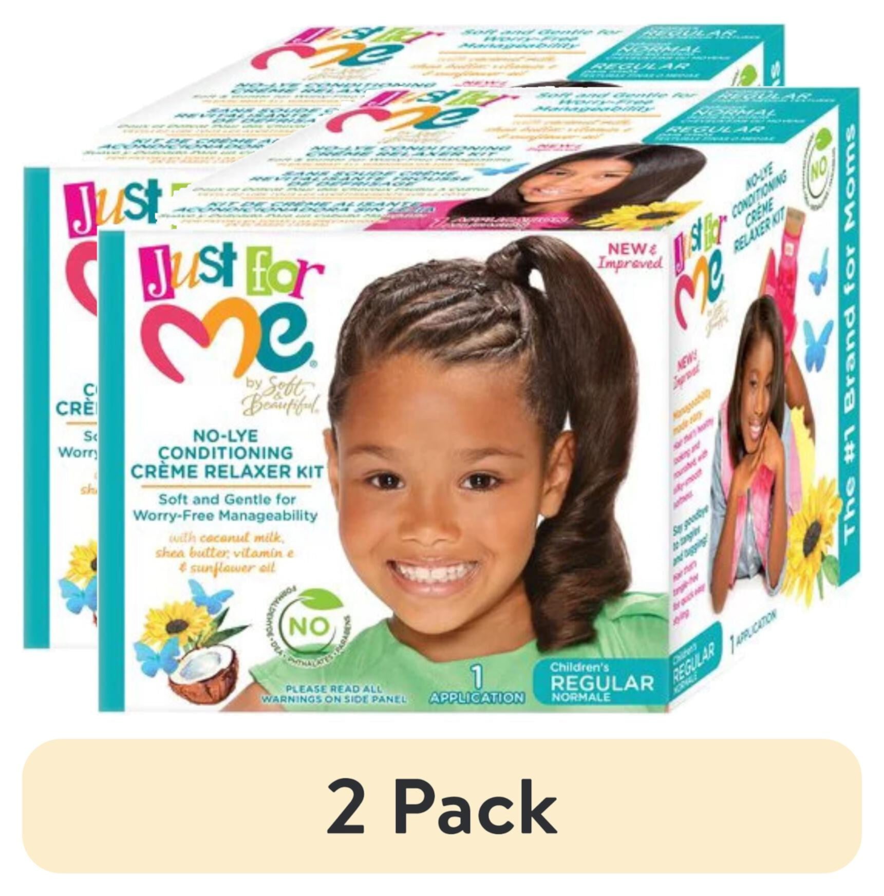 (2 pack) Just For Me No-Lye Conditioning  Créme Relaxer Kit, Curly, Child Just For Me