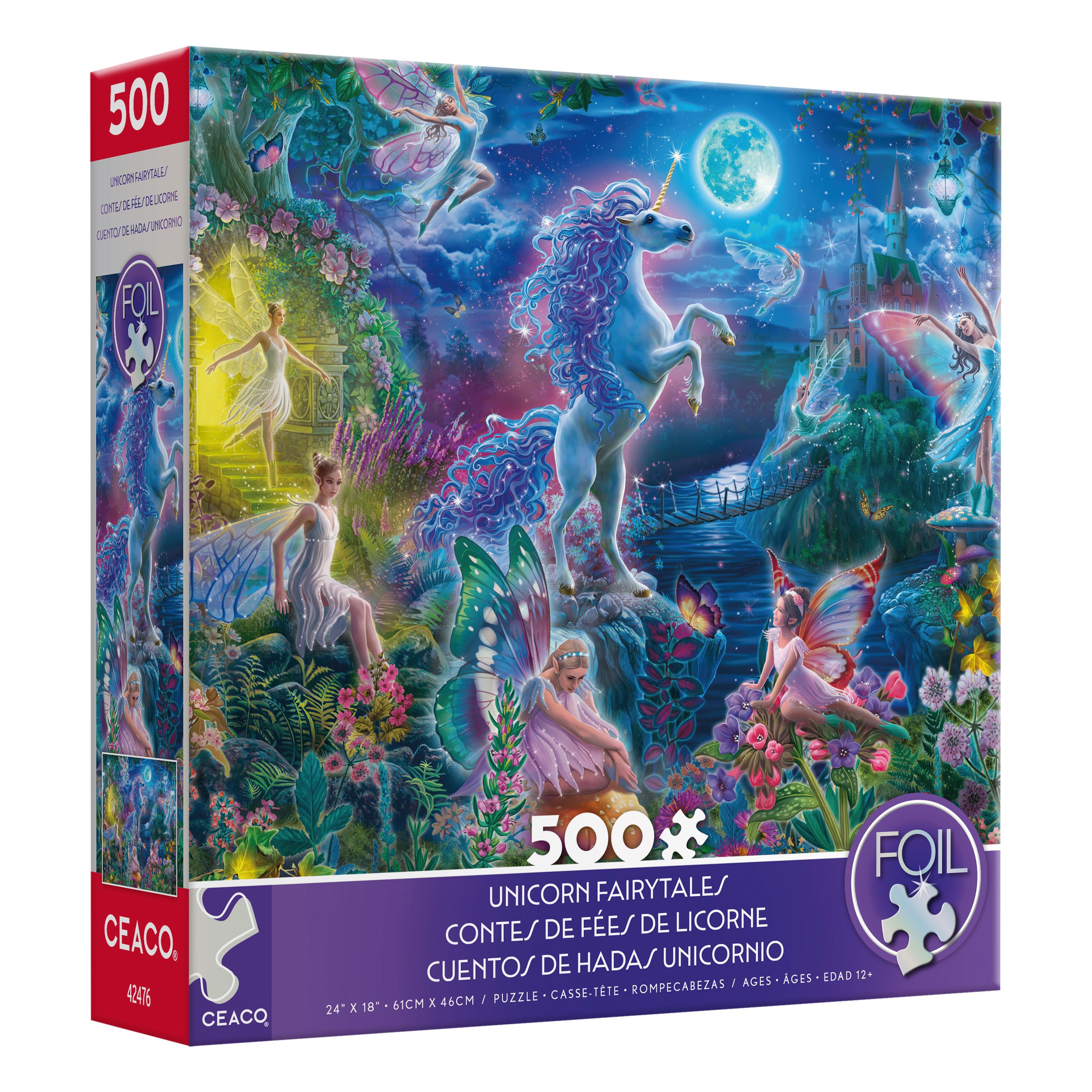 Ceaco 500 Piece Foil Unicorn Fairytales Interlocking Jigsaw Puzzle Ceaco