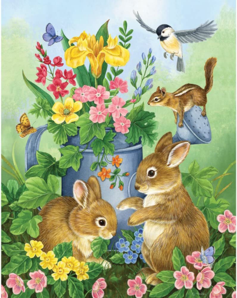 Bits and Pieces - 200 Piece Jigsaw Puzzle - A Touch of Spring by Artist Jane Maday - Cute Bunnies - 200 pc Jigsaw Bits and Pieces