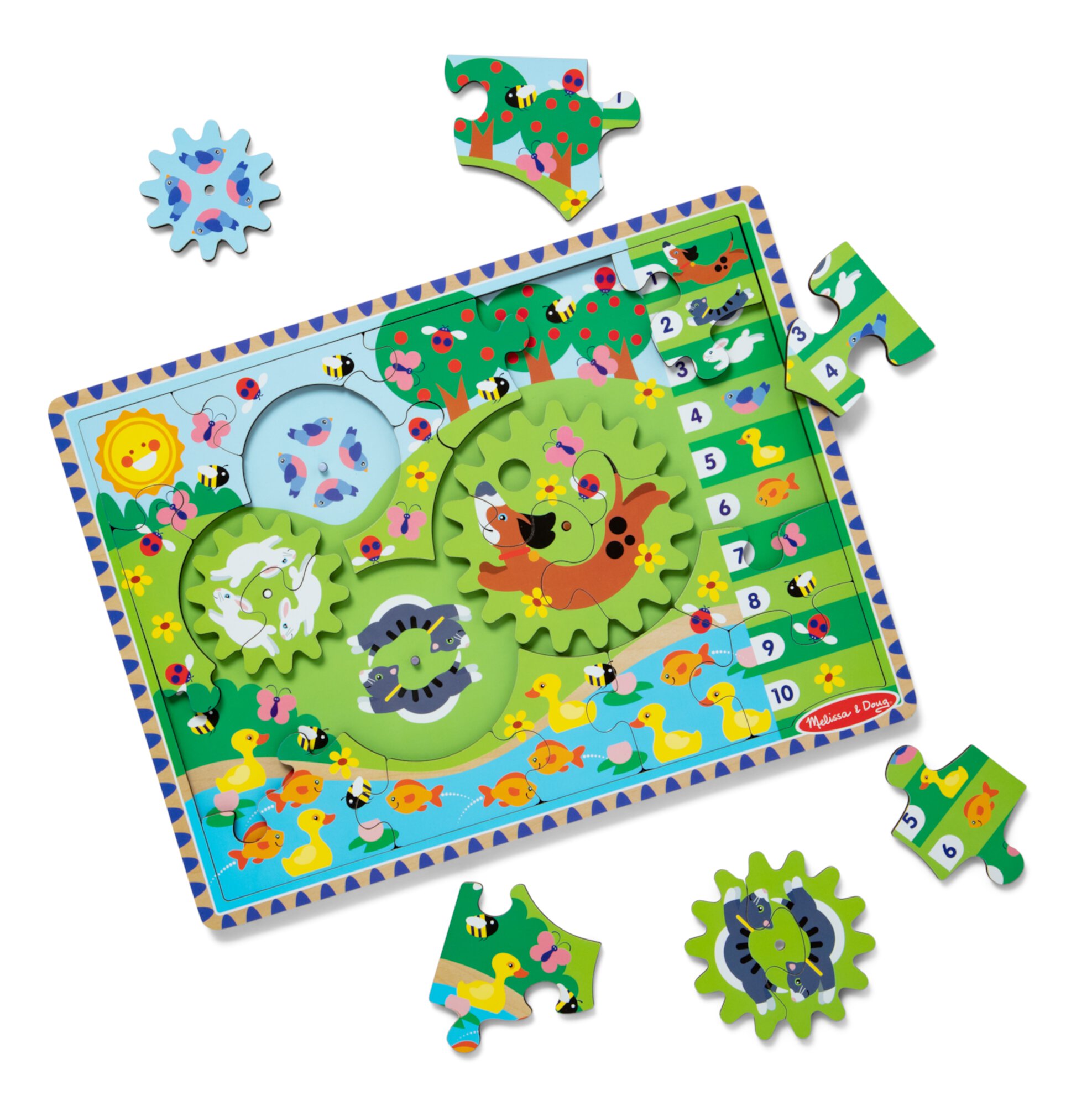 Melissa & Doug Wooden Animal Chase Jigsaw Spinning Gear Puzzle – 24 Pieces Melissa & Doug