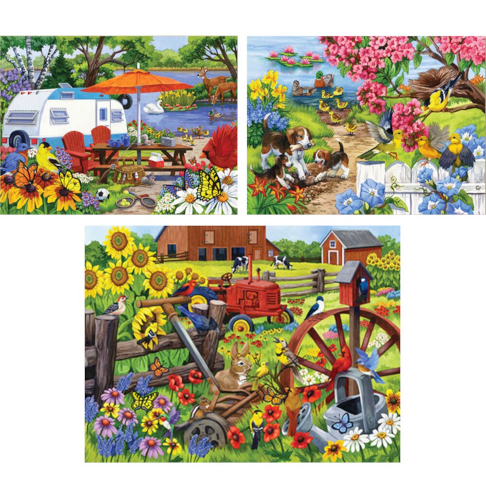 Bits and Pieces Set Of Three (3) 500 Piece Farm Animal Jigsaw Puzzles By Nancy Wernersbach 18" X 24" Bits and Pieces