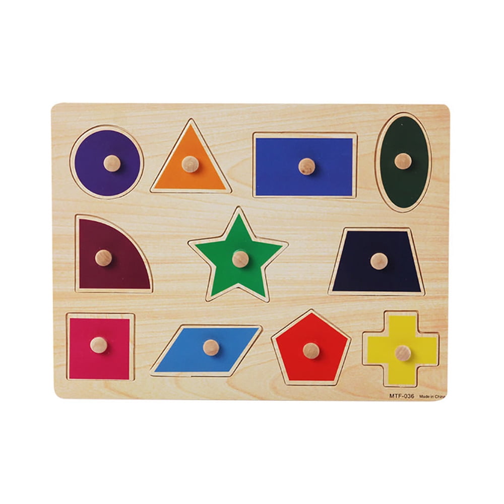 SDJMa Wooden Peg Puzzles for Toddlers Ages 1-5, Alphabet Number Shape Puzzles Preschool Educational Pegged Board for Kids Boys and Girls 1 2 3 4 5 Years Old SDJMA