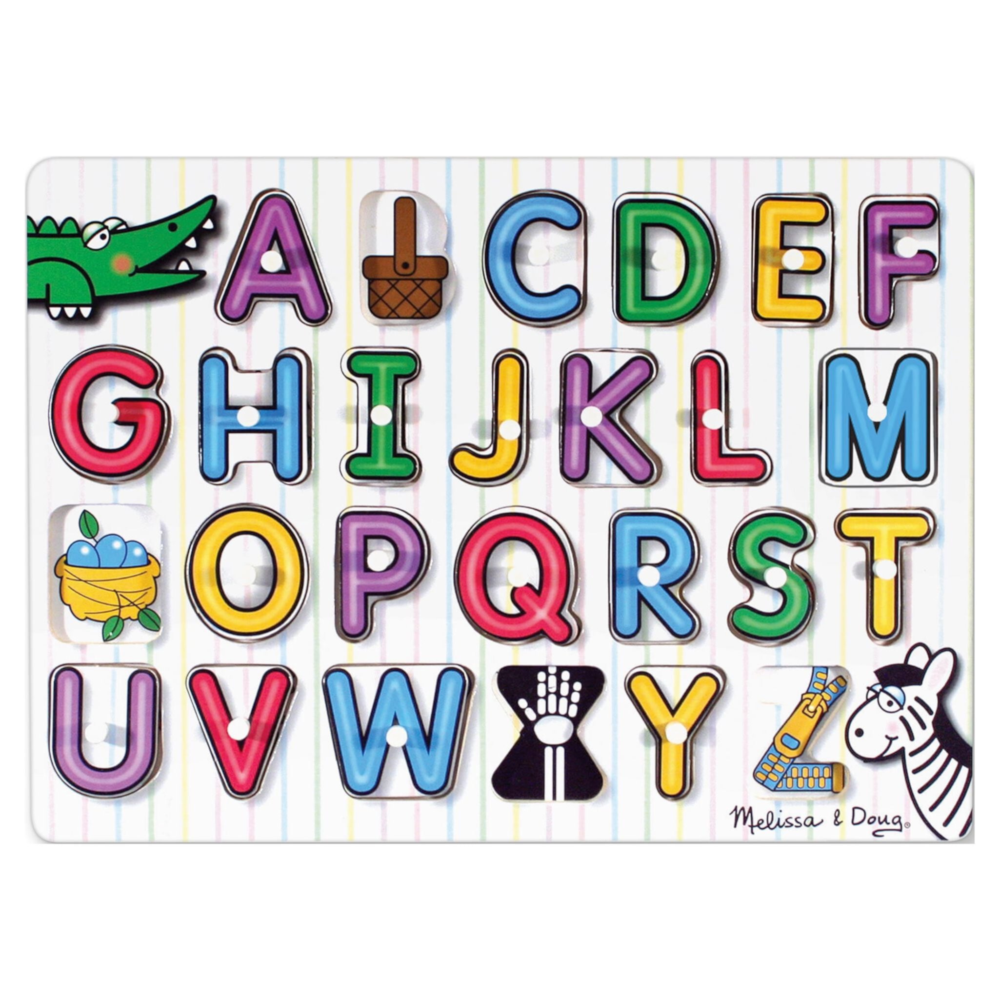 Melissa & Doug Lift & See Alphabet Wooden Peg Puzzle (26 pcs) - FSC Certified Melissa & Doug