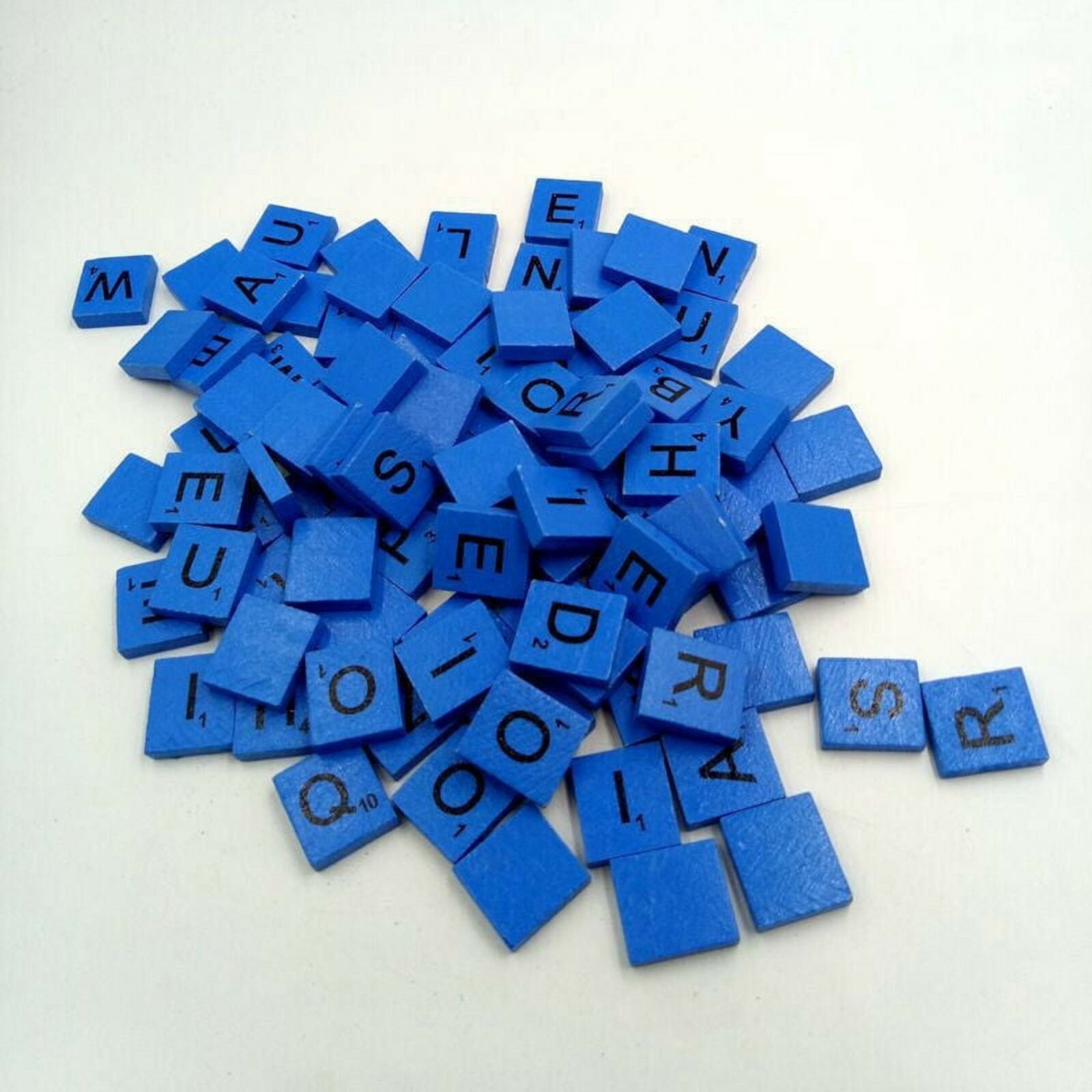 Unique Deals Wooden Blue Colored Scrabble Tiles Colors Learning Alphabets Arts Crafts for Kids Unique Deals