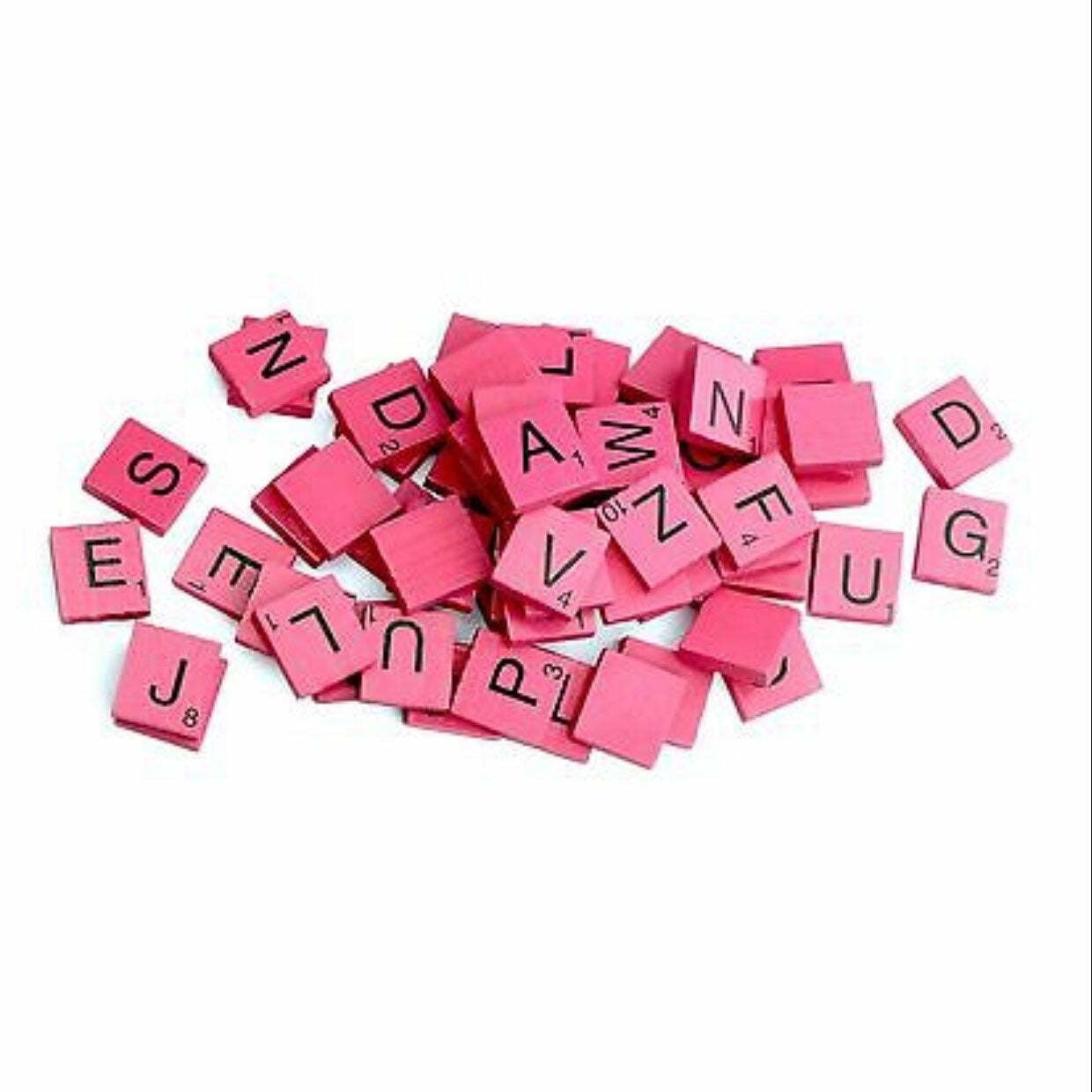 Dark Pink Wood Scrabble Tiles complete set color Craft Pendant Spelling Alphabet Unique Deals