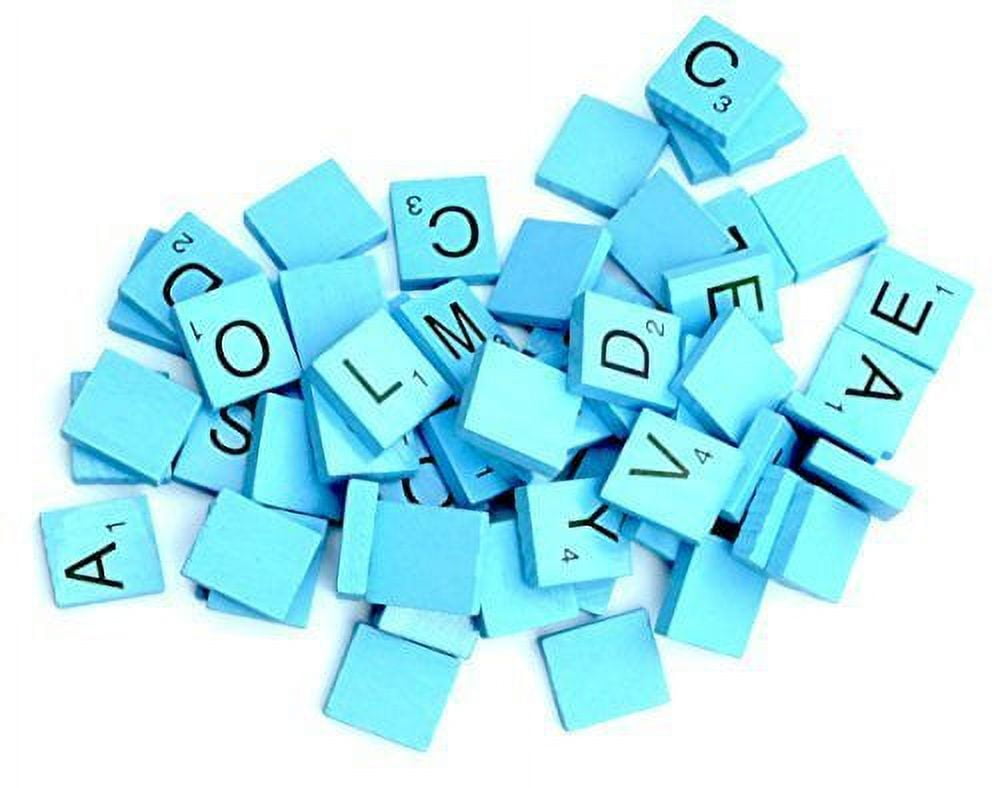 Wooden Scrabble Tile Sky Blue complete set Craft Pendant Spelling Alphabet Education Games Craft Letters Wall Decor Wood Pieces Unique Deals