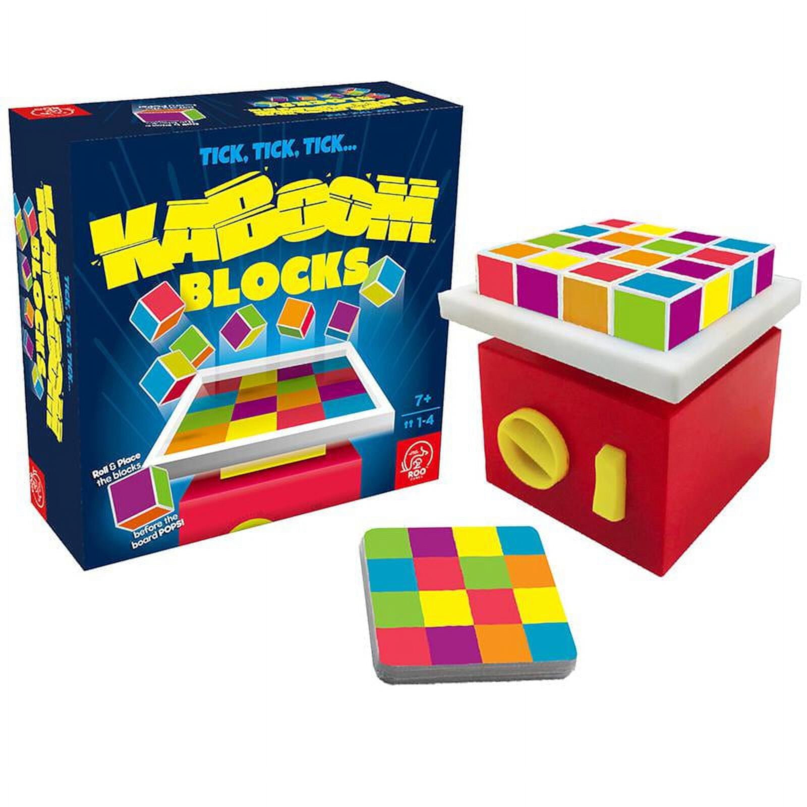 ROO GAMES Kaboom Blocks - Fast-Paced Matching and Building Game - for Ages 7+ - Board Game for Kids - Match and Build The Pattern Before The Board Pops! Roo Games