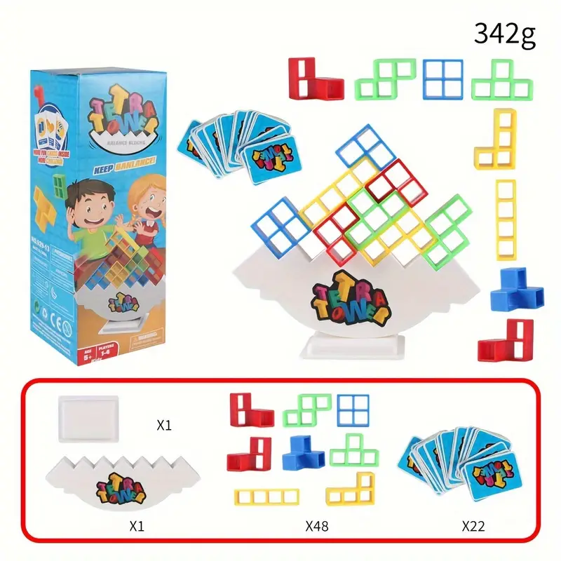 16/32/48 Pcs Tetra Tower Balance Stacking Blocks Game, Board Games For 2 Players+ Family Games, Parties, Travel, Kids & Adults Team Building Blocks Toy OLY