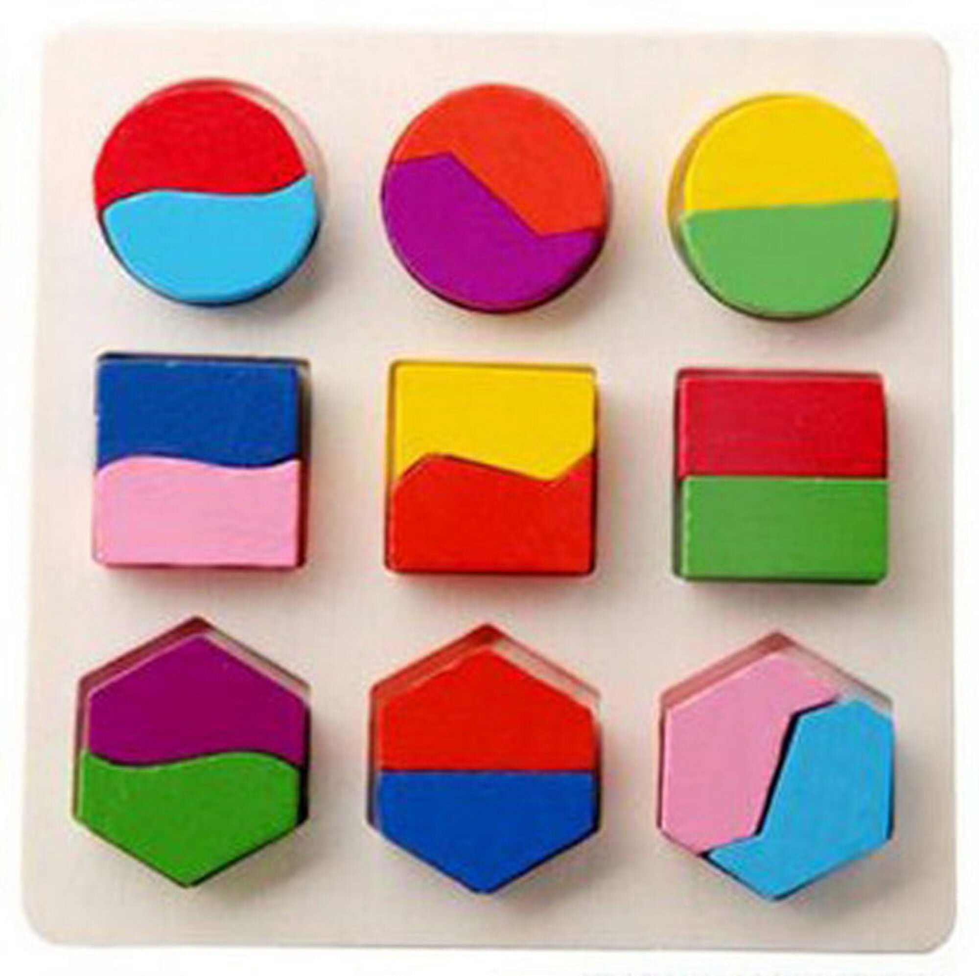 Apmemiss Clearance Wood Building Blocks Set for Kids Rainbow Stacking Game Construction Toys Set Preschool Colorful Learning Educational Toys - Geometry Wooden Blocks for Boys & Girls Apmemiss