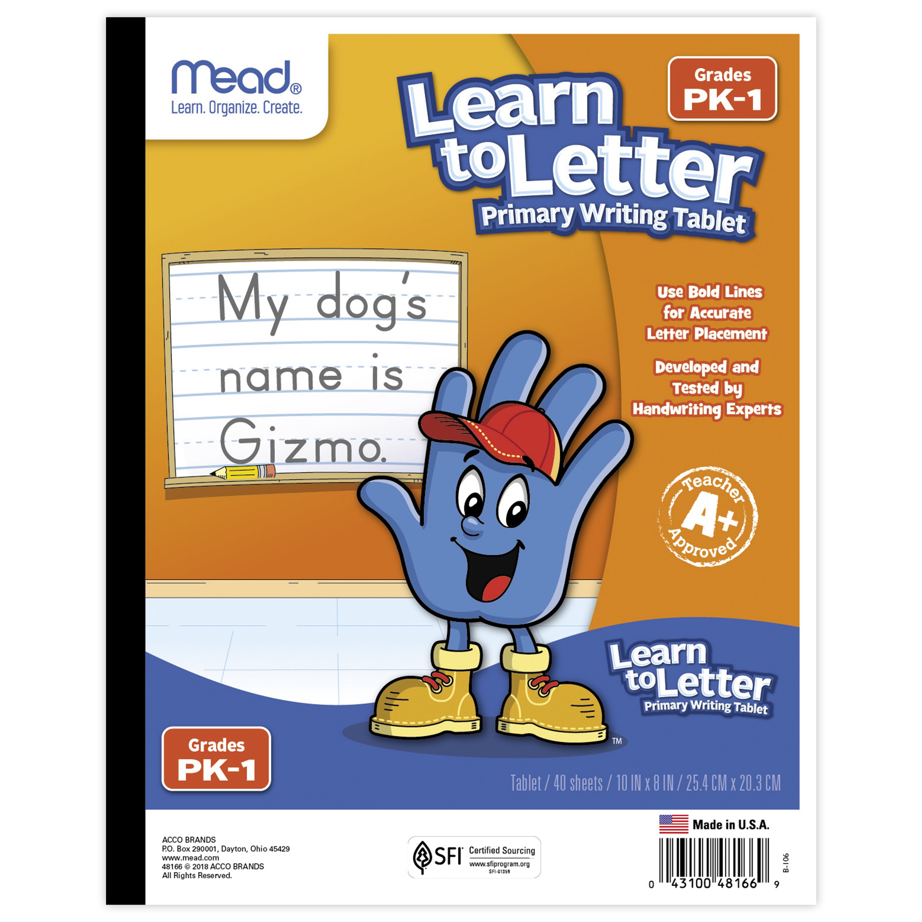 Mead Learn to Letter Primary Writing Tablet, Grades PK-1 (48166) Mead