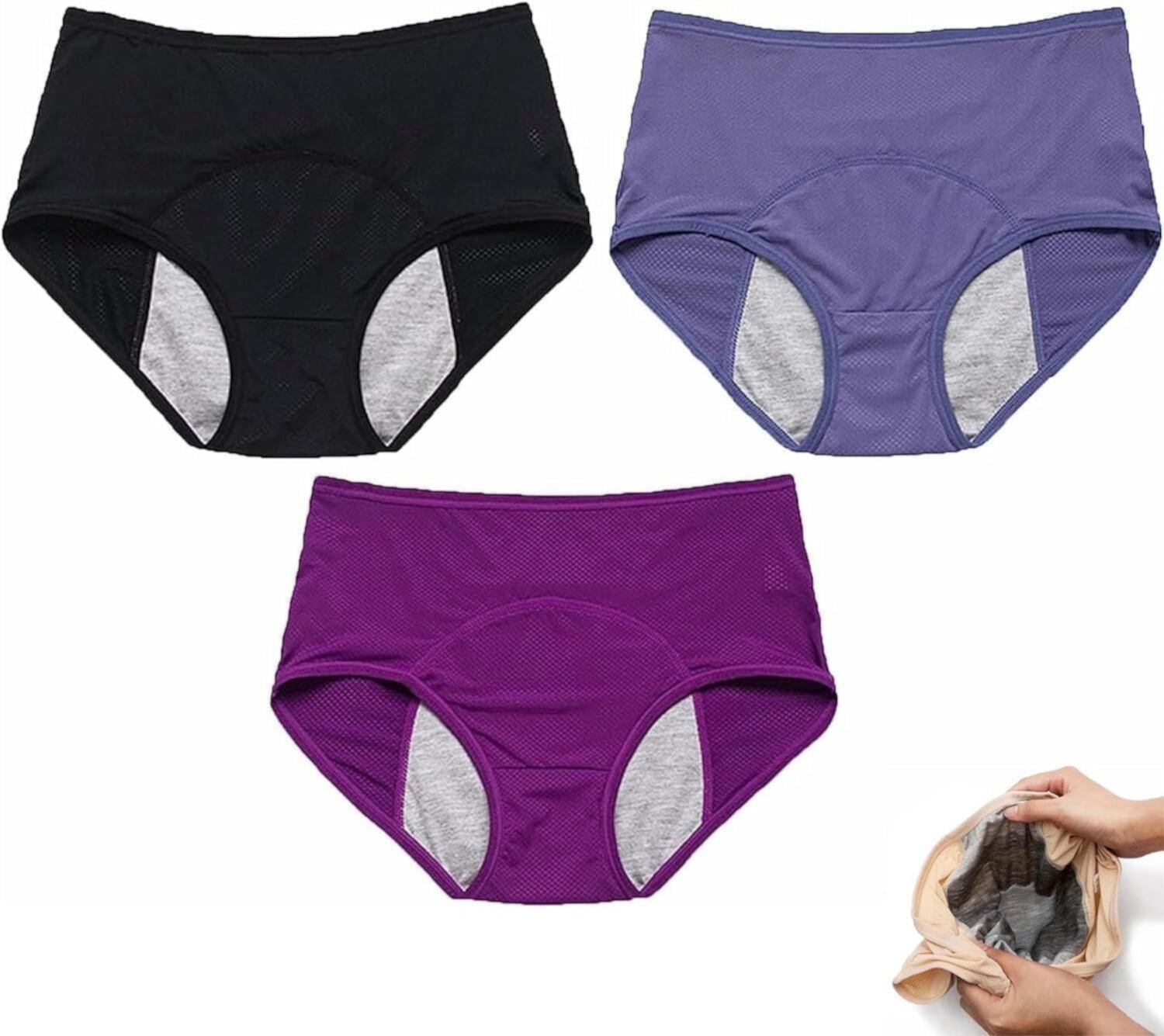 3 Pack  Leakproof Ladies Underwear - Everdries Leakproof Panties for Over 60#s Incontinence (M-8XL) Nobrand