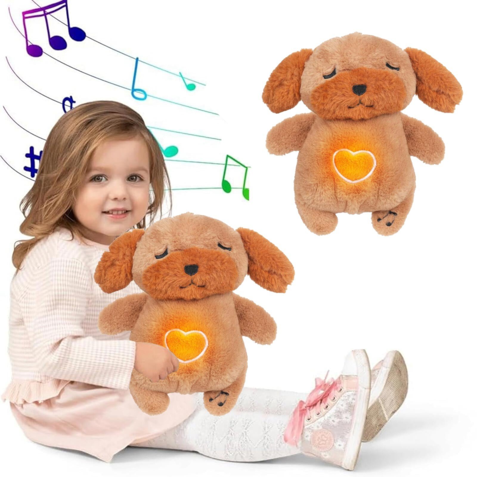 Bzdzmqm Breathing Stuffed Animal, Baby Soother Cry Activated Sensor Toys, Baby Toy Portable Plush Sound Machine with Music Lights & Breathing Motion for Newborns 0+ Months Daily Deals Pallet Sale Bzdzmqm