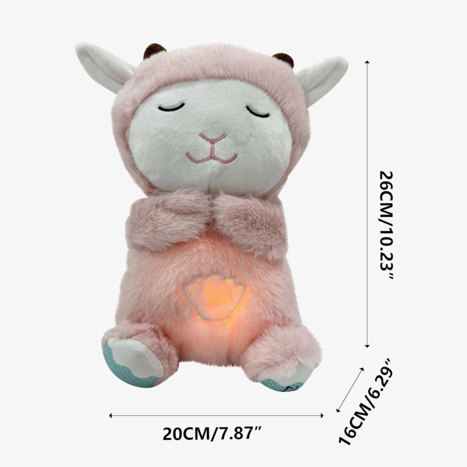 Breathing Glowing Lamb Baby Sleep Aid with Soothing Sounds and Soft Light for Early Education Fishoneion